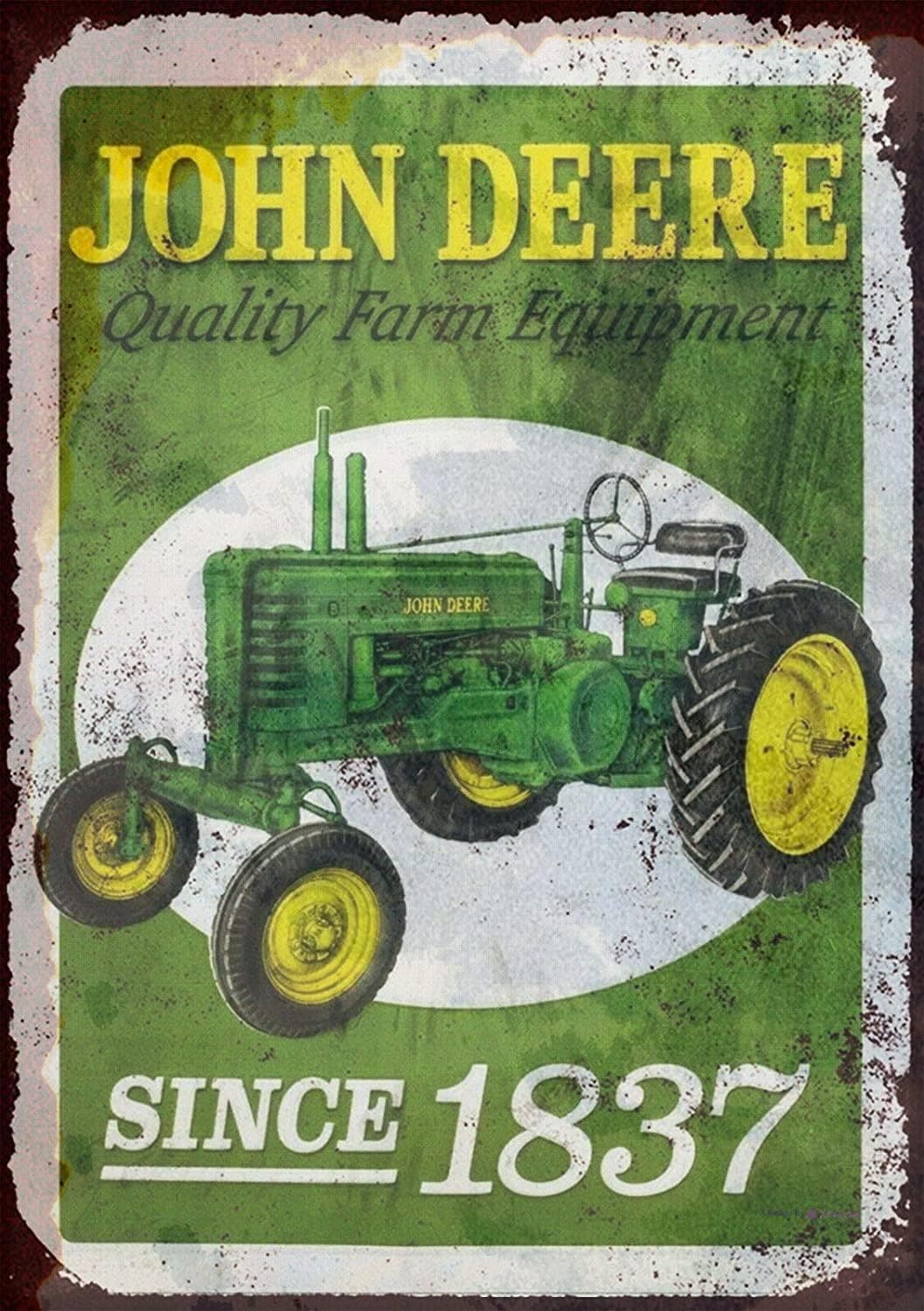 Gabriella Hunter Tin Sign John Deere Tractor Metal Vintage Art Poster Plaque Garage Home Wall Decor 12'' X 8'' Sign