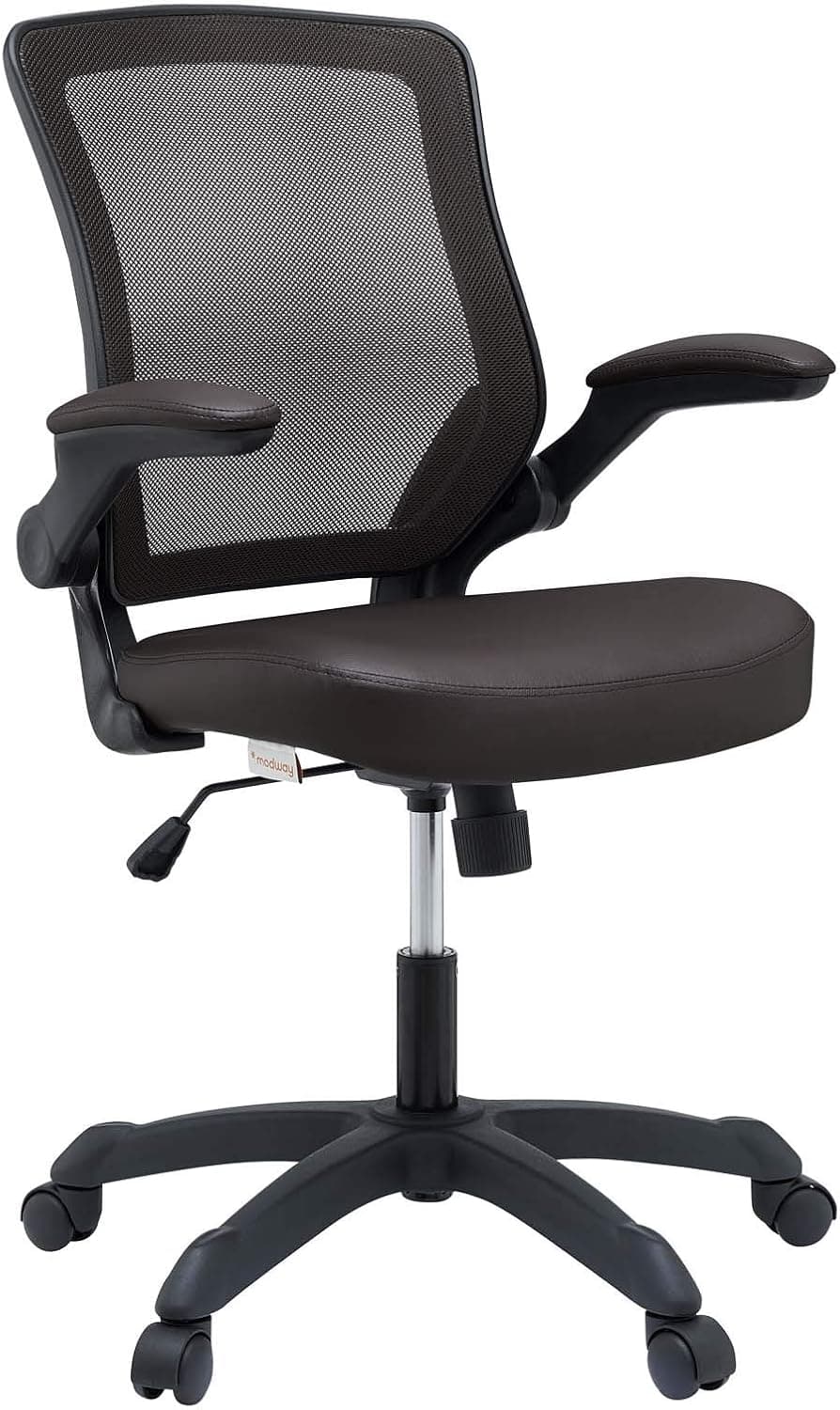 Modway Veer Back and Mesh Seat with Flip-Up Arms, Office Chair, Brown