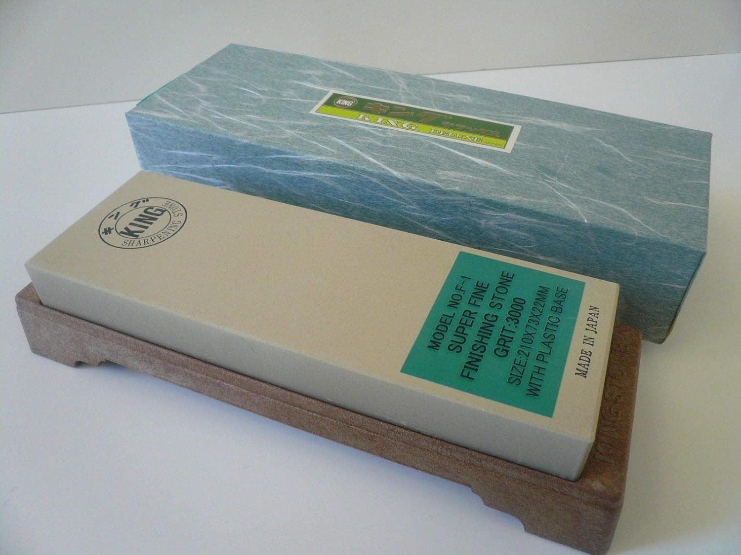 Japanese 3000 Grit King Deluxe Super Fine Finishing Whetstone Sharpening w/Base Made in Japan