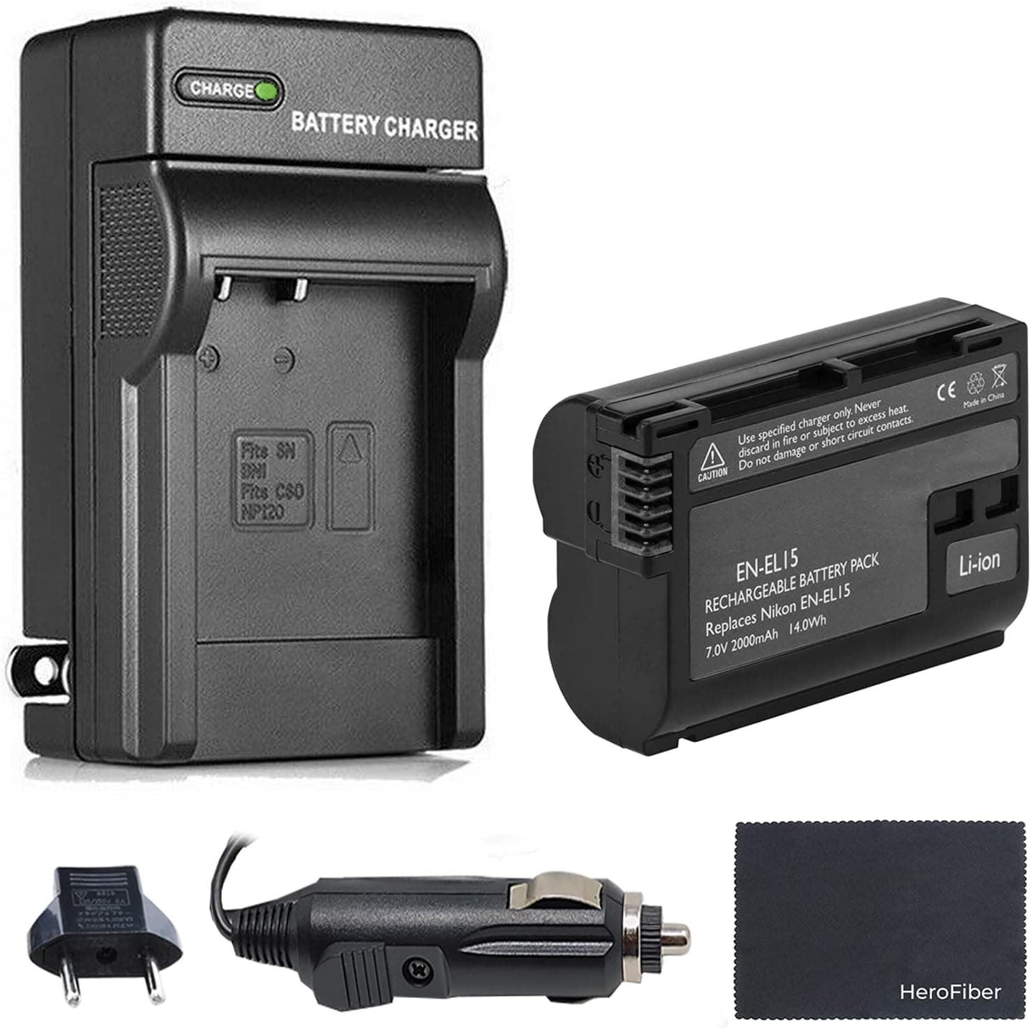 High Capacity EN-EL15 Battery for Nikon D850 D750 D500 D7000 D7100 D7200 D7500 D600 D610 D810 D800 D810A 1V DSLR Cameras (b) Battery + Charger