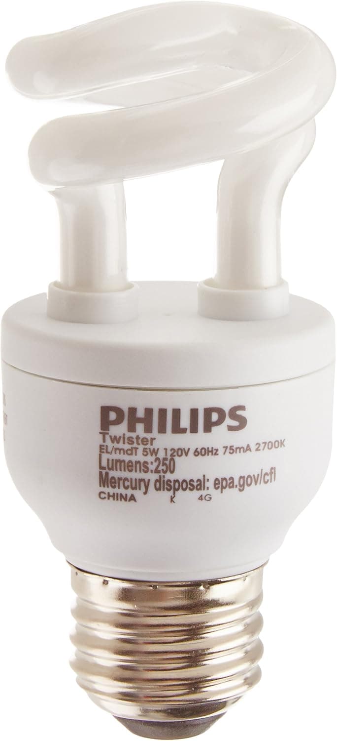 Philips 147926 5W 25-watt T3 Twister CFL Light Bulb