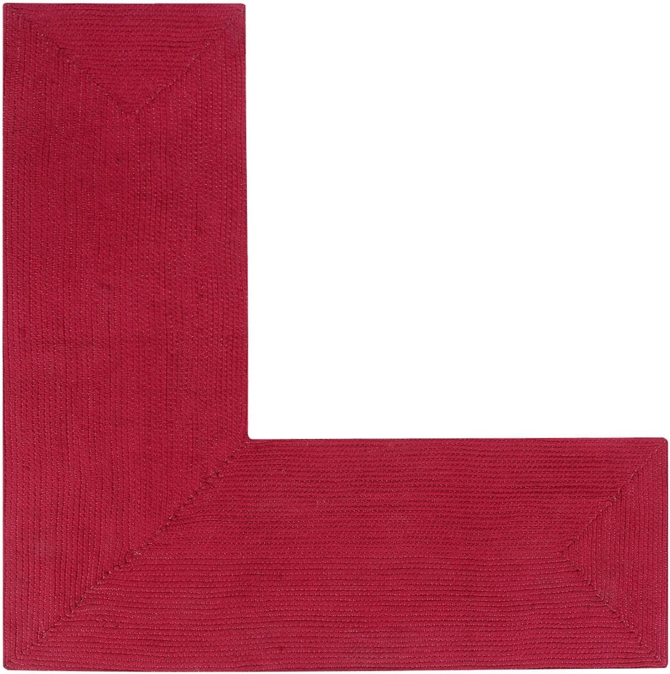 Better Trends Alpine Braid Collection is Durable & Stain Resistant Reversible Indoor Area Utility Rug 100% Polypropylene in Vibrant Colors, 24" x 68" x 68" L-Shape, Burgundy Solid