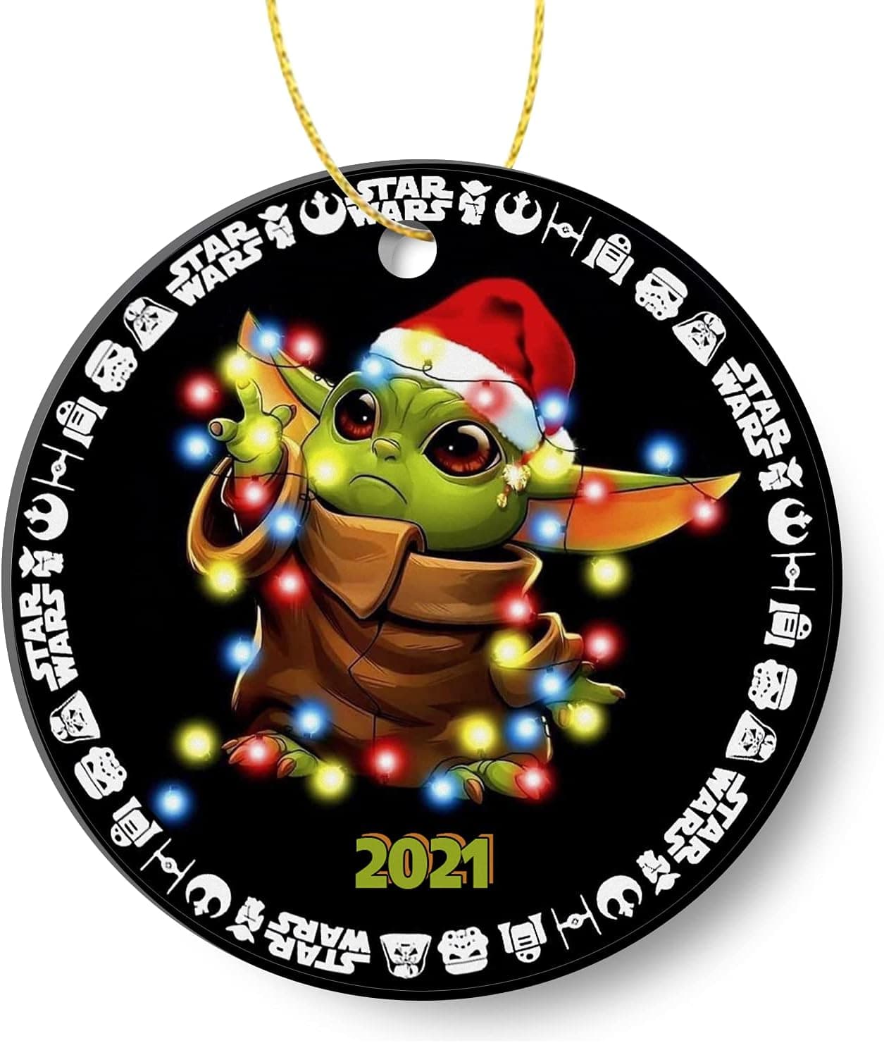 STWARDATH Christmas Ornament 2021-Baby's First Christmas Light Ornament Merry Christmas Ceramic Keepsake 3in Round Christmas Tree Decoration Ornament Xmas Present 2021, One Size
