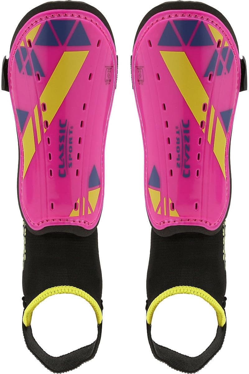 CLASSIC SPORT Soccer Shin Guards Pink Yellow X-Small
