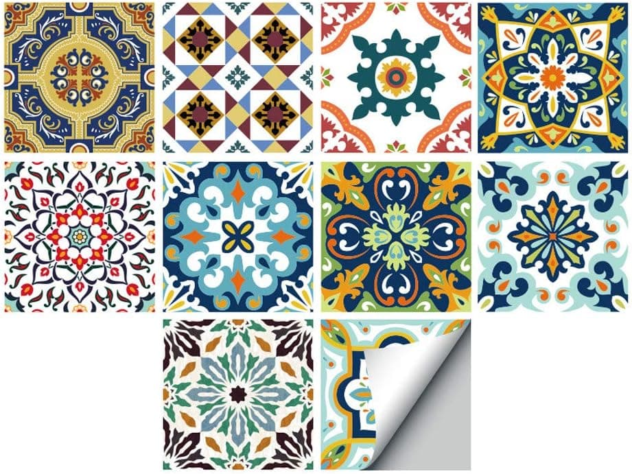 Self-Adhesive Wall Tile Decals, Peel and Stick Tile Stickers, Waterproof Backsplash Stickers for Kitchen Bathroom Decor, 6x6inch 10Pcs, Mediterranean 01