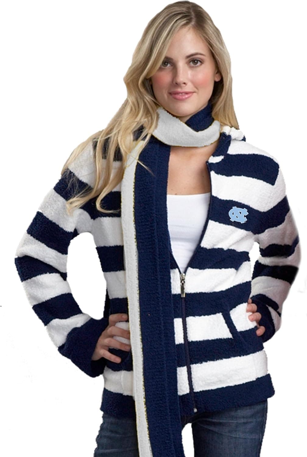 NCAA North Carolina Tar Heels Kashwere U Rugby Striped Hoodie