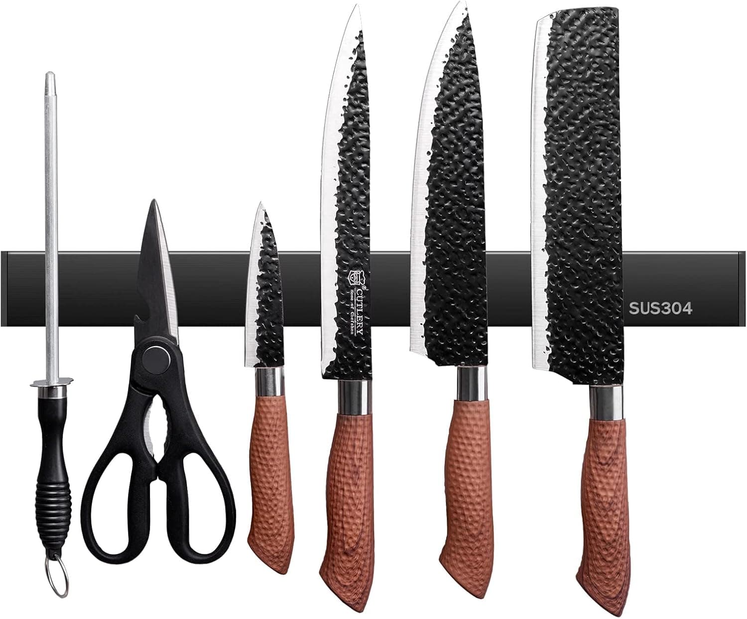 RedCall Magnetic Knife Holder,Kitchen Knife Magnetic Strip Knives Magnet Shelf Bar Storage Rack for Wall (16 INCH, Black)