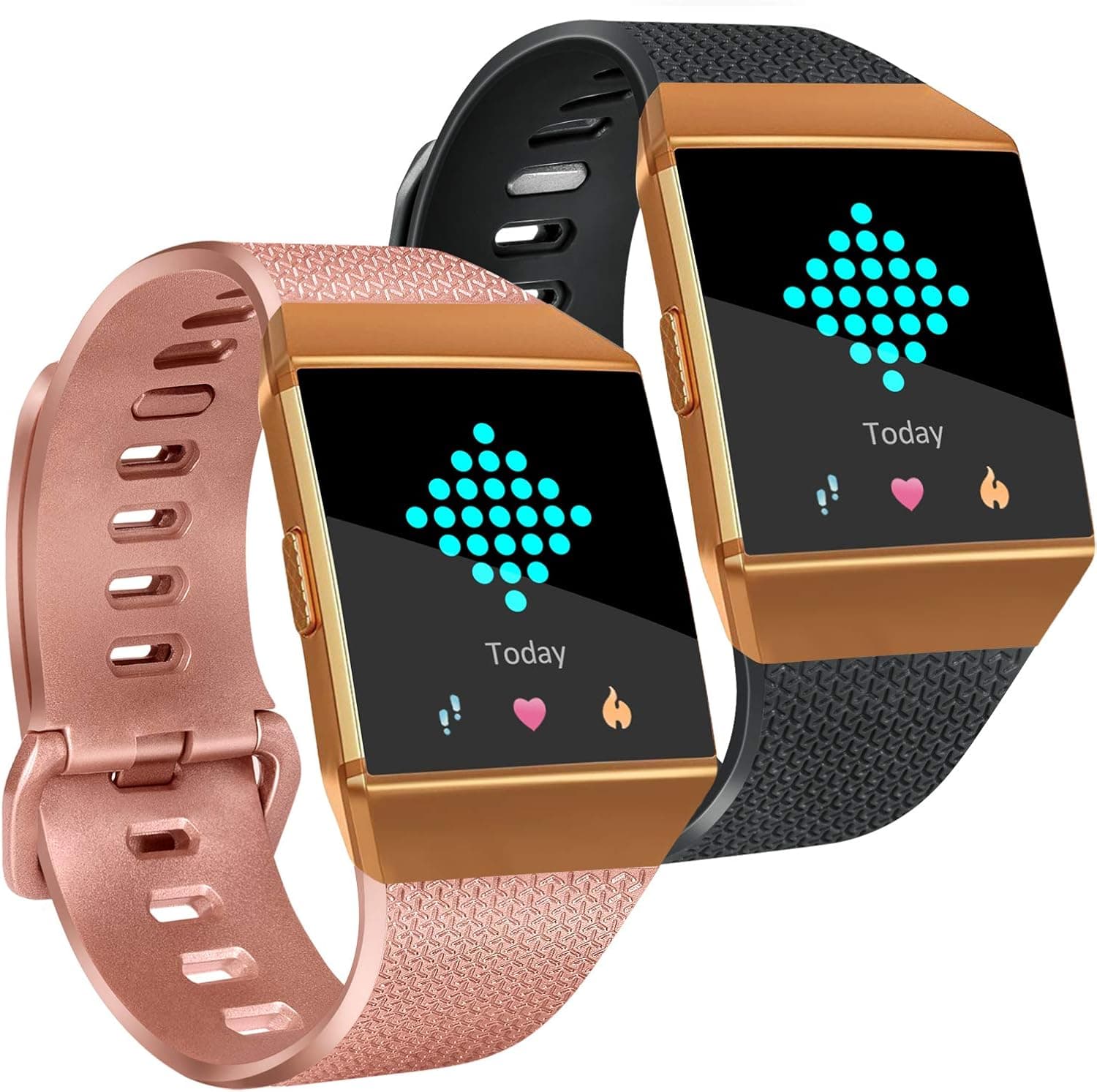 Tobfit Compatible with Fitbit Ionic Bands, Soft TPU Sport Arm Wristband Accessories for Women Men, Small, Rose Gold, Black