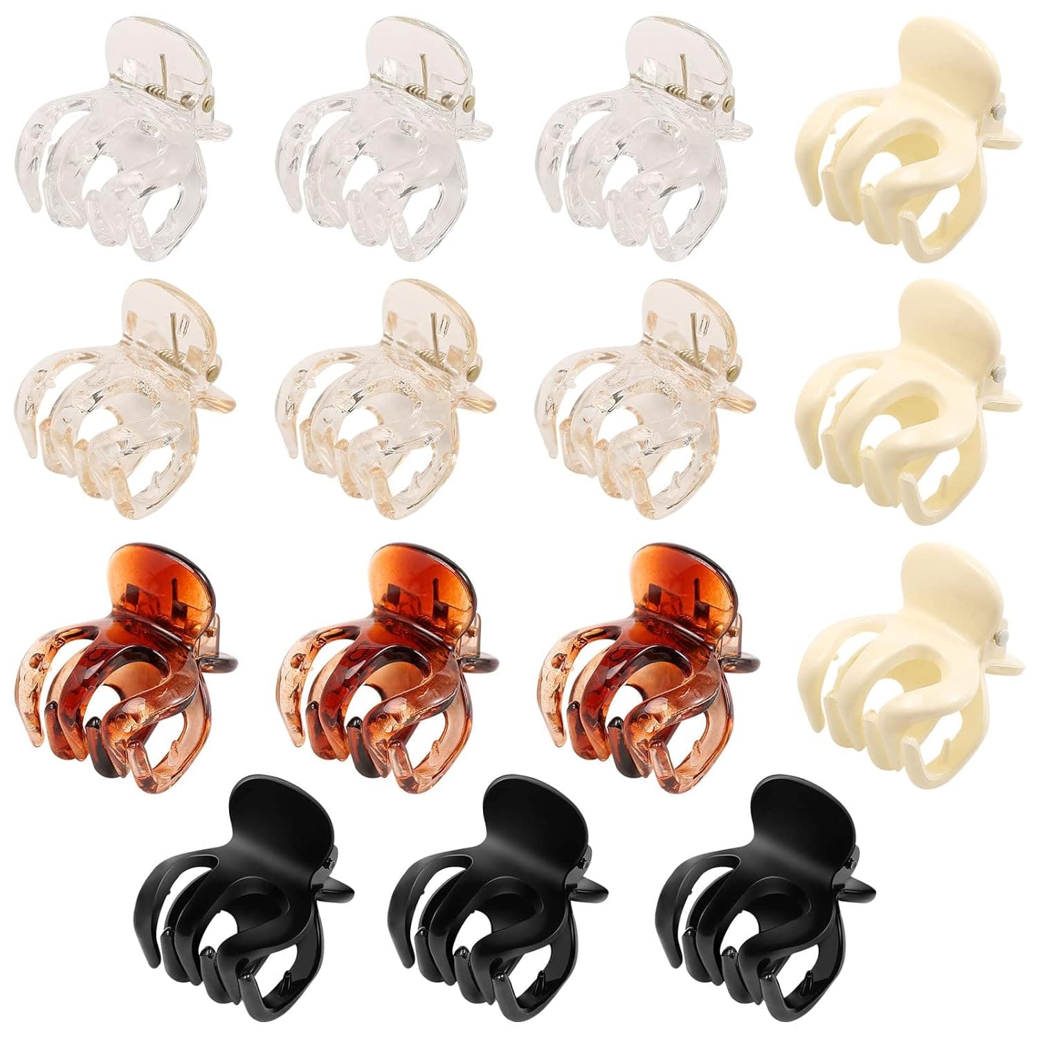 15 PCS Mini Hair Claw Clips, Small Hair Clips for Women Girls, Non Slip Claw Clips for Thick/Thin Hair, Tiny Jaw Claw Clamps Barrettes for Hairstyle Design, Pining Bangs, Decoration Buns
