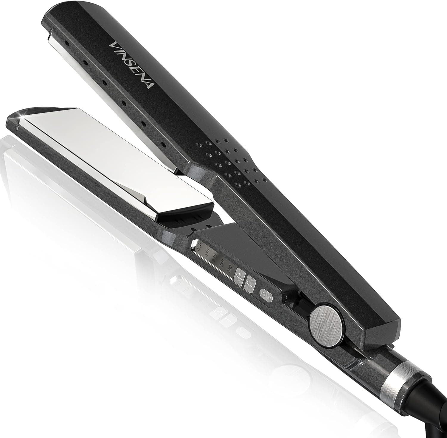 1.75" Wide Nano Titanium Hair Straightener for Fast Straightening, 5 Temp Settings, Max 450℉ Ionic Flat Iron for All Hair Types