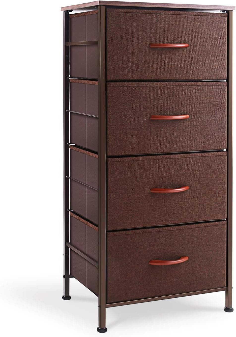 ROMOON Dresser Organizer with 4 Drawers, Fabric Dresser Tower for Bedroom, Hallway, Entryway, Closets - Espresso