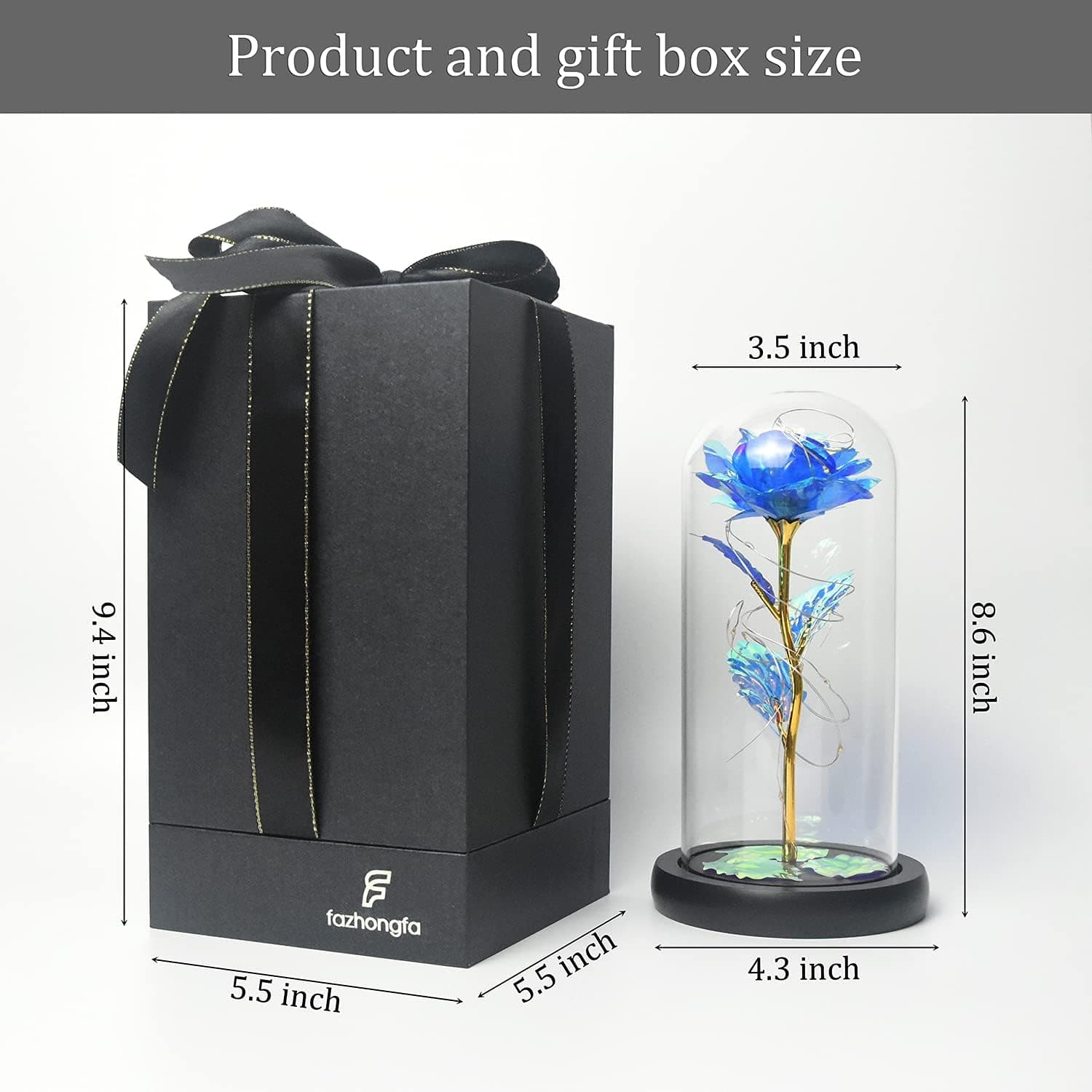 fazhongfa Colorful Artificial Flowers Rose from Beauty and The Beast Rose Gifts for Women Mom Wife Girl Friend Forever Rose Glass Decoration Led Fake Plastic for Birthday Anniversary