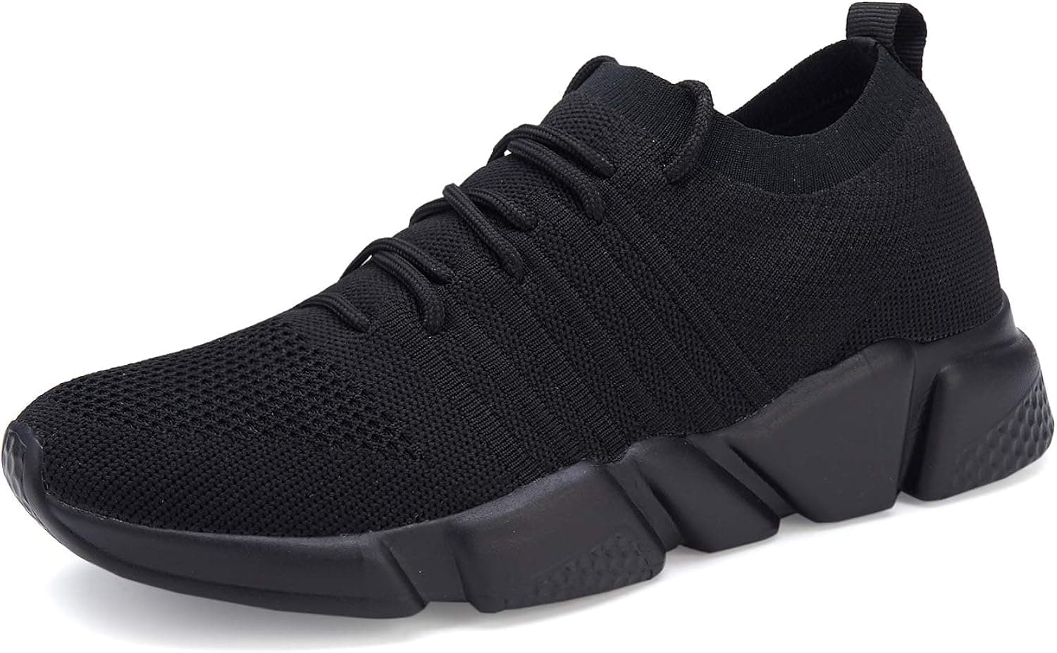A-PIE Men's Running Athletic Shoes Breathable Lightweight Fashion Sneakers Casual Walking Shoes All Black 42