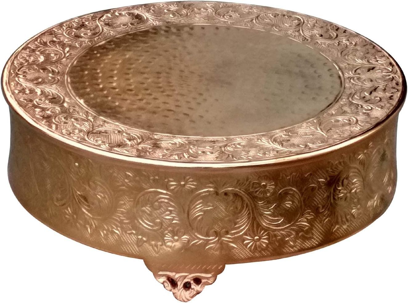 GiftBay Wedding Cake Stand Round, Electro-Plated Copper Finish, Aluminum (14-inch Round)