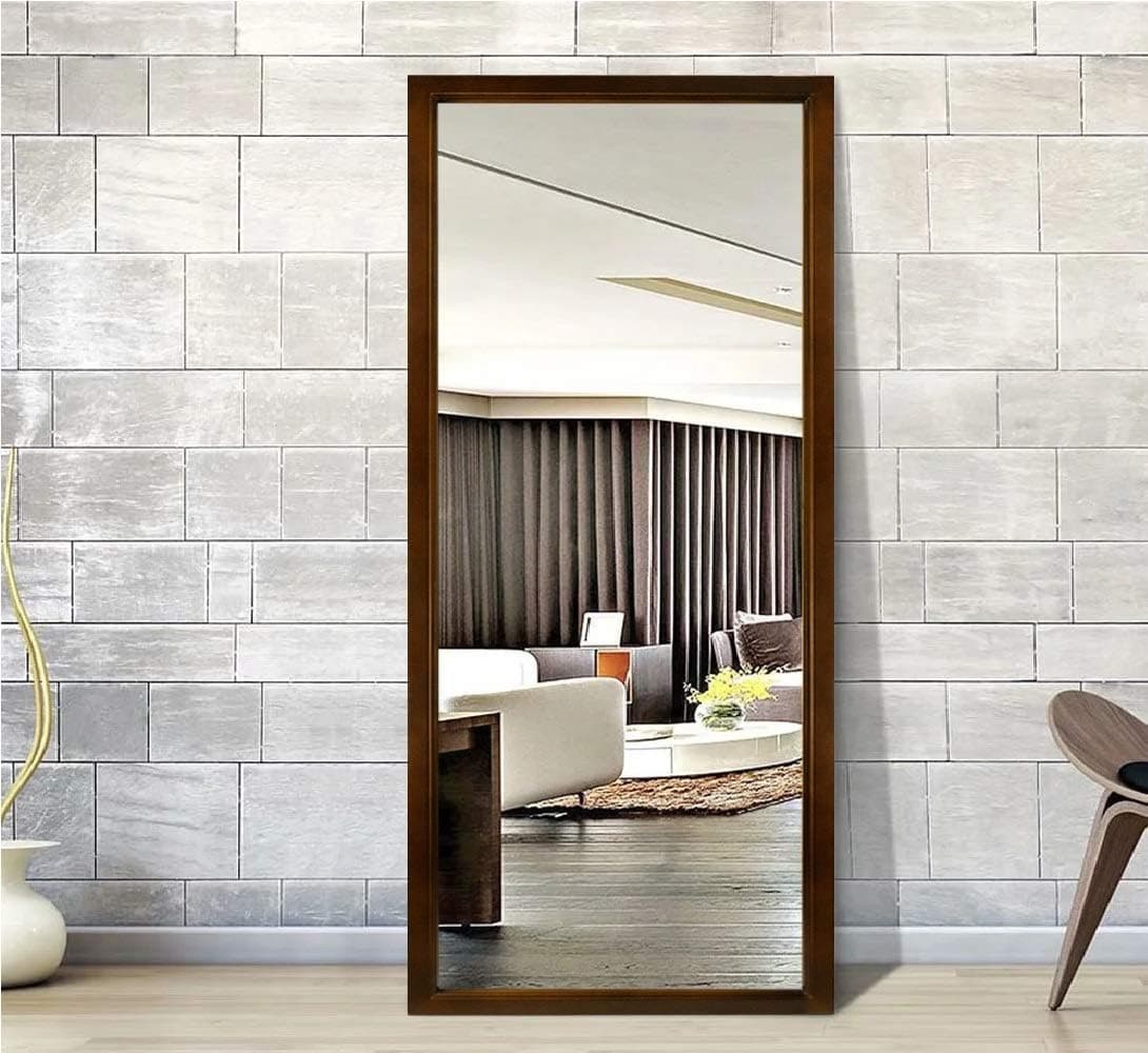 H & A 65"x24" Full Length Floor Mirror, Free Standing Dressing Mirror Bedroom (65"x22" Brown)
