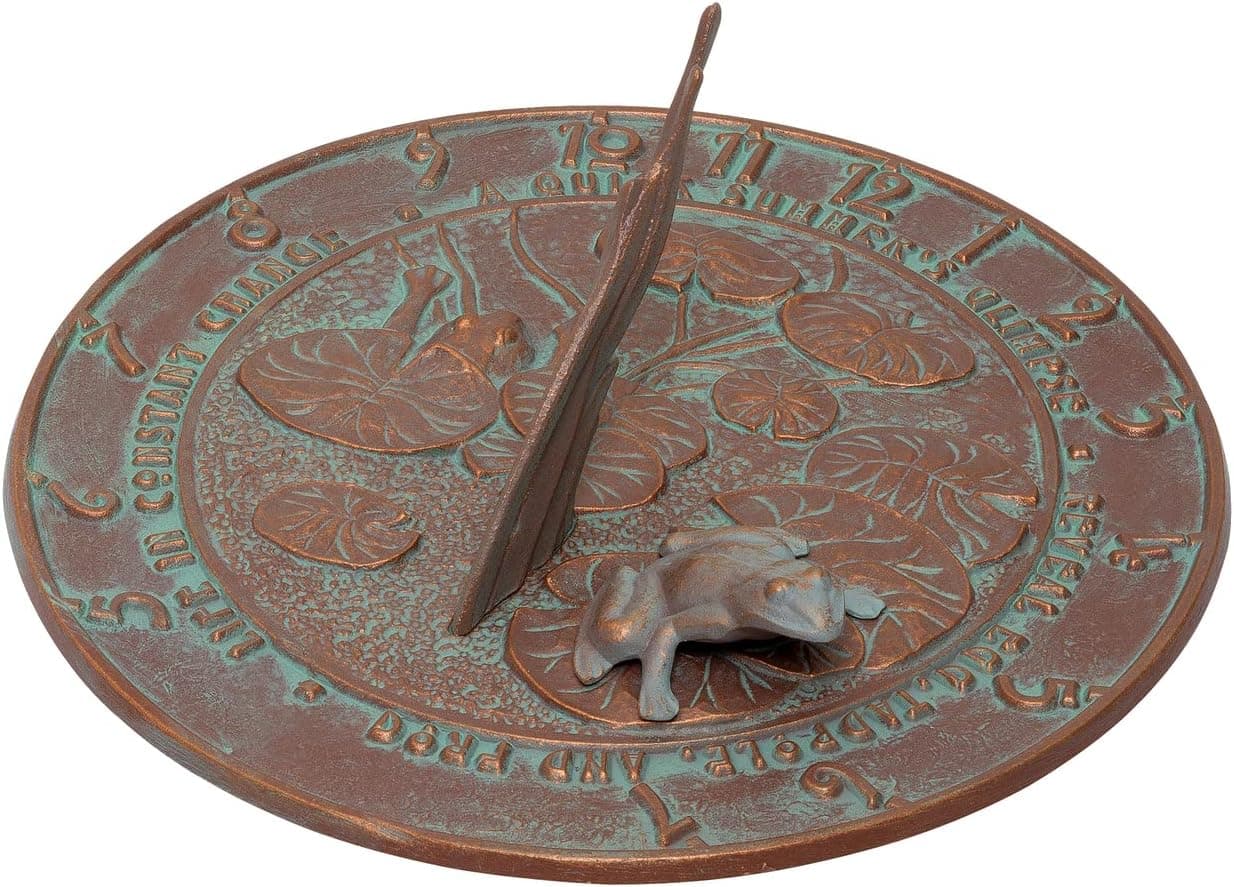 Whitehall Products Frog Sundial, Copper Verdi