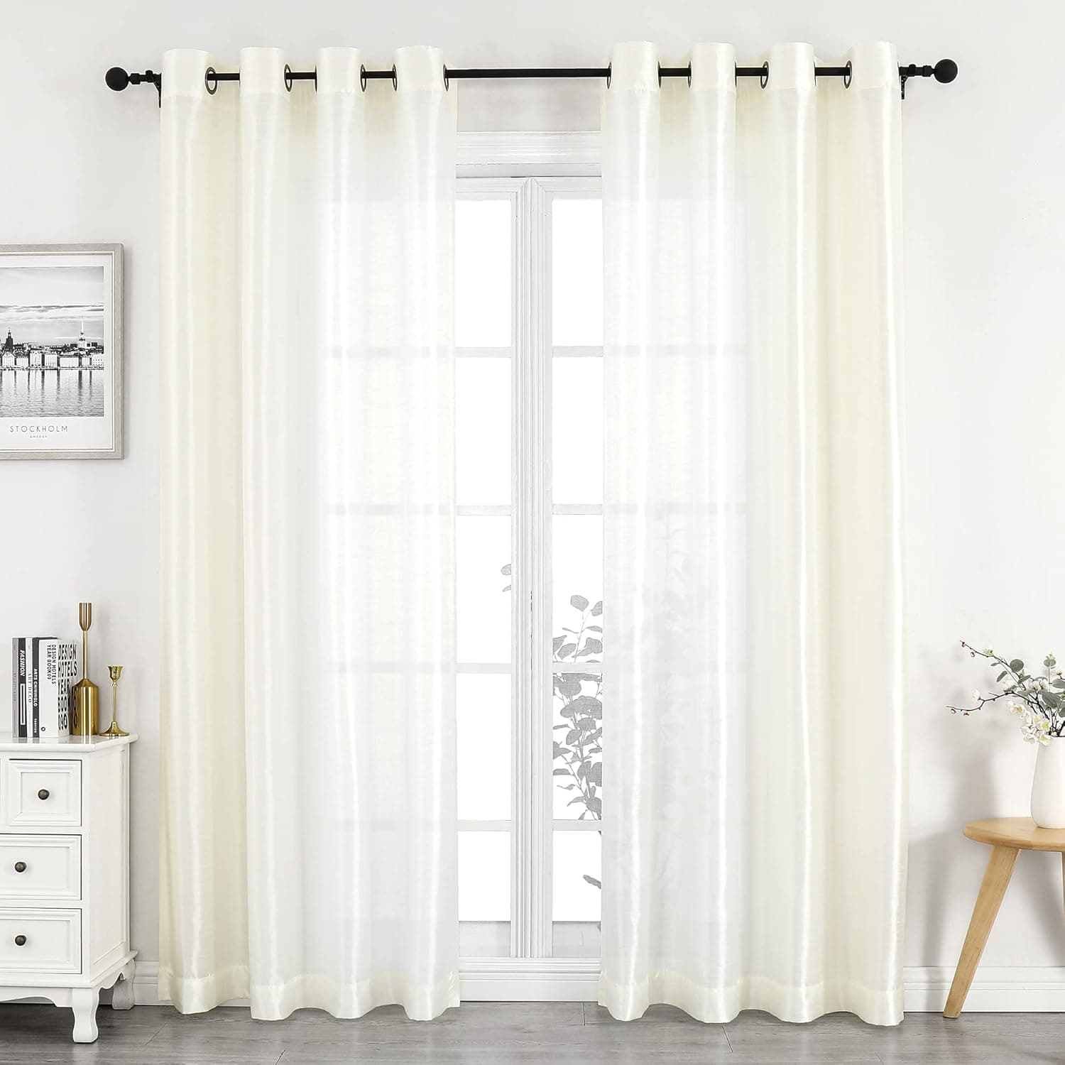 Regal Home Collections Light Filtering Window Curtains - Grommet Top Panel Curtain - Curtains for Bedroom, Living Room, Dining Room – Set of 2 Panels 54in W x 84in L (Beige)