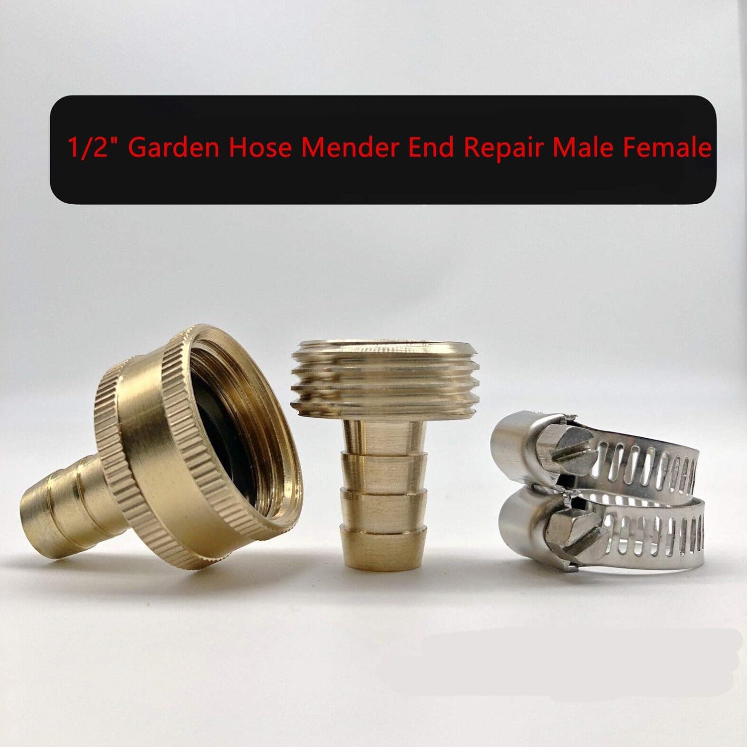 Cecofishus 1/2" Garden Hose Mender End Repair Male Female,Hose Connectors, End Water Hose End Mender Female and Male Hose Connector with Fitting with Stainless Steel Clamp (3Sets)