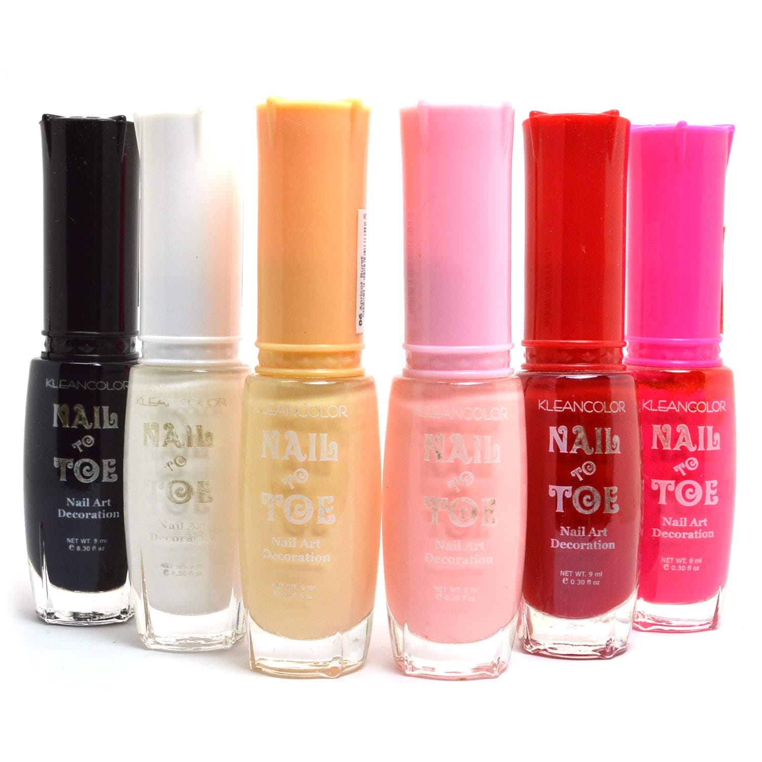 KLEANCOLOR 6 NAIL ART THIN BRUSH BASIC COLOR POLISH LACQUER NAIL TO TOE ART02 + FREE EARRING