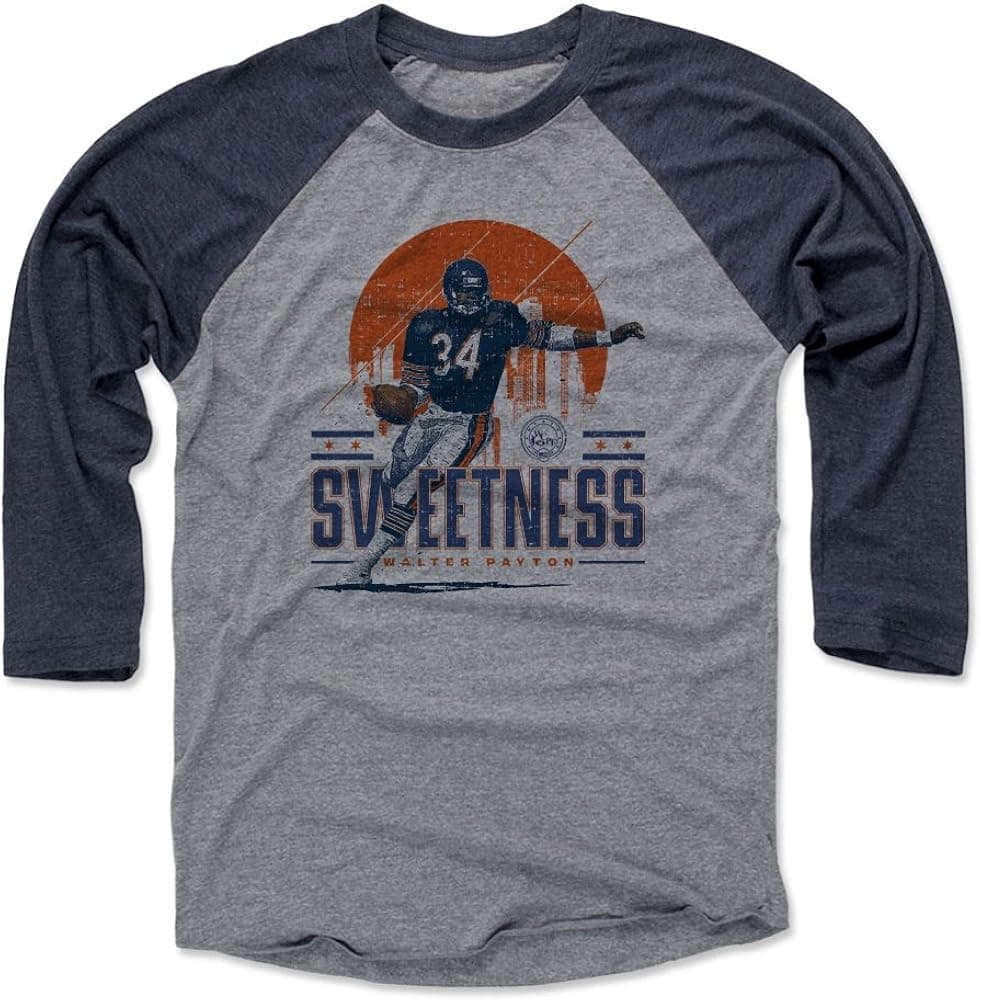 500 LEVEL Walter Payton 3/4 Sleeve Raglan T-Shirt - Walter Payton Chicago Skyline