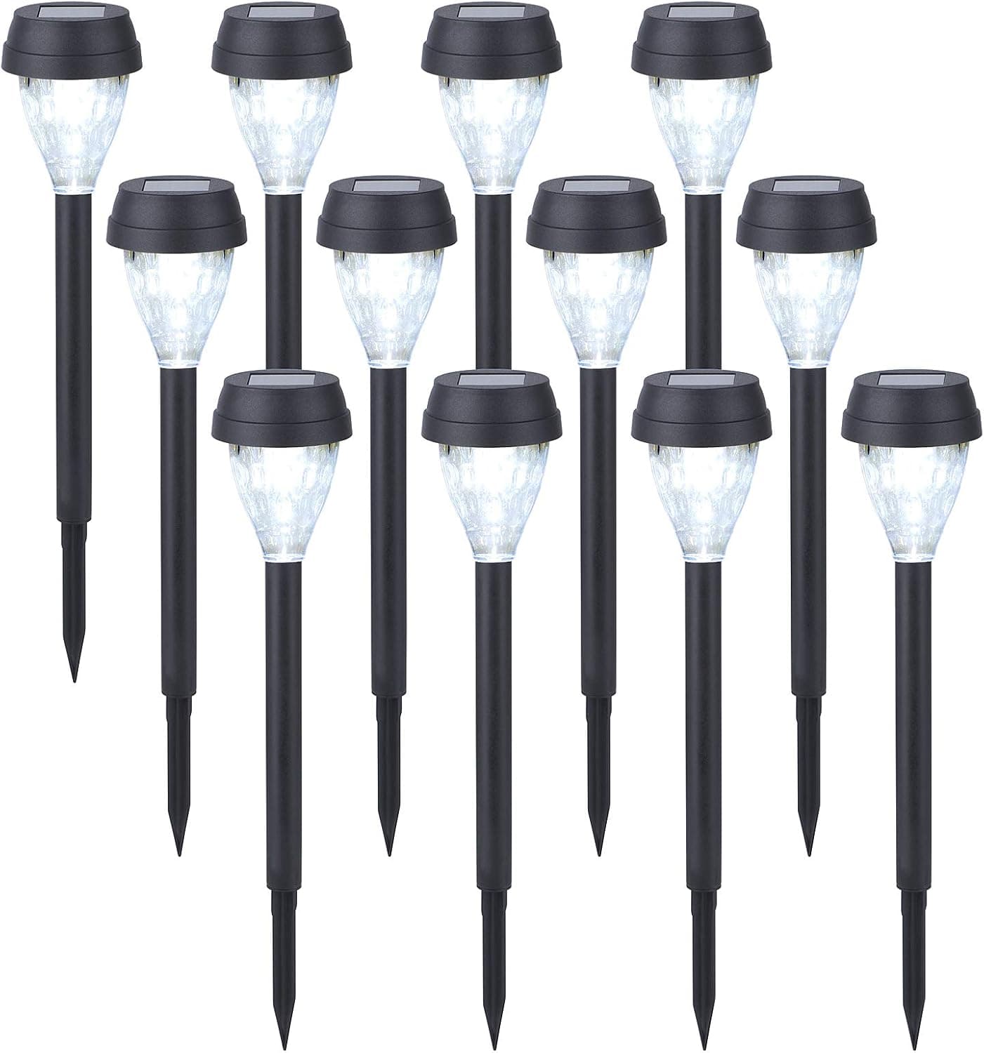 TWINSLUXES 12 Pack Solar Pathway Lights,Outdoor Waterproof Garden Lights LED Landscape Lighting Up to 12 Hrs Long,Auto On/Off Dusk to Dawn for Sidewal,Lawn, Patio, Yard…