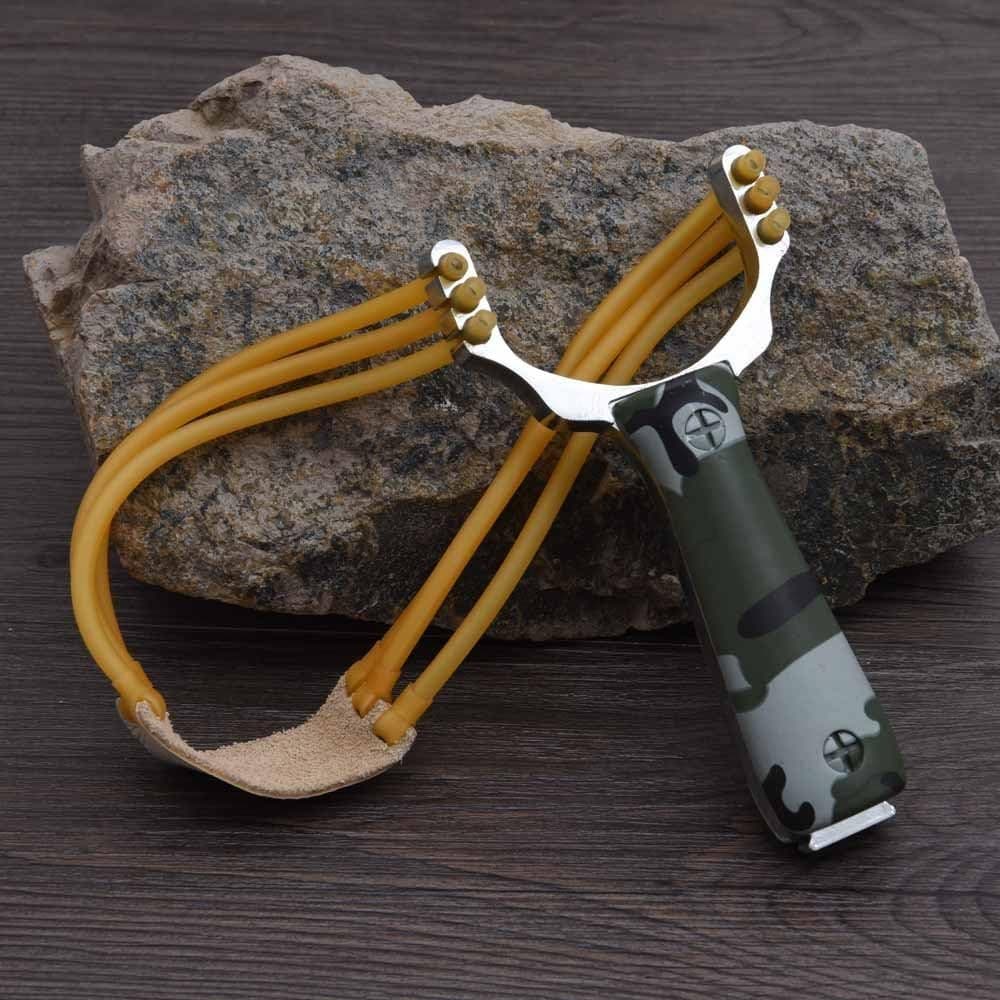 Slingshot, Casety Powerful Zn Alloy SSlingshot, Casety Powerful Zn Alloy Slingshot Bow Catapult for Outdoor Fishing Hunting CS War With Slingshot Ammo - Camouflage