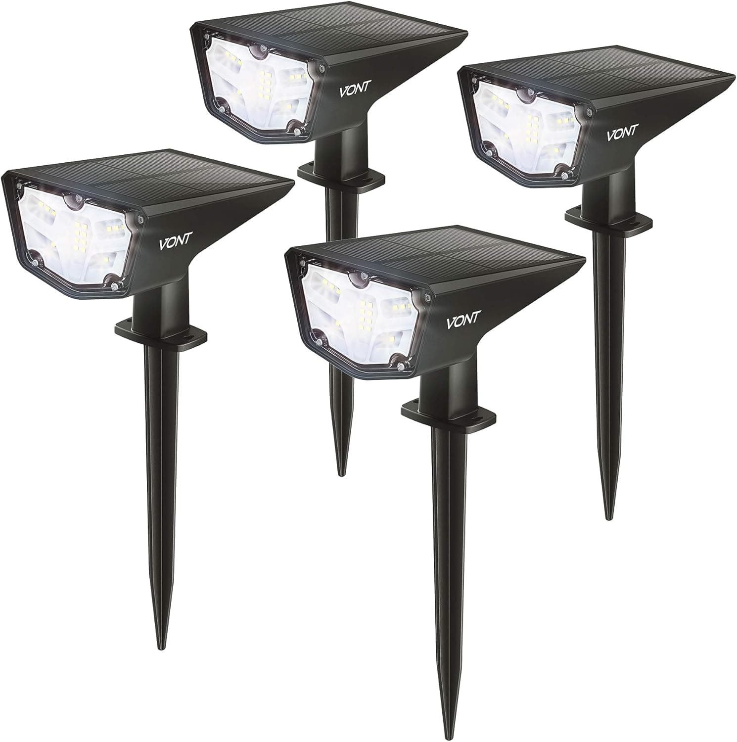 Vont Outdoor Solar Lights [4 Pack] IPX7 Waterproof Landscape Spotlights, Garden Lights, Wireless Solar Powered Outdoor Lights/Lighting for Yard, Walkway, Driveway, Porch, Patio (Cool White)