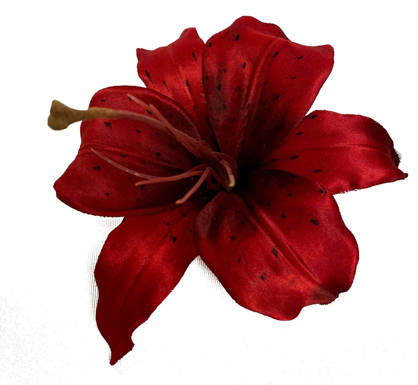 Dark Red Burgundy Tiger Lily Flower Hair Clip
