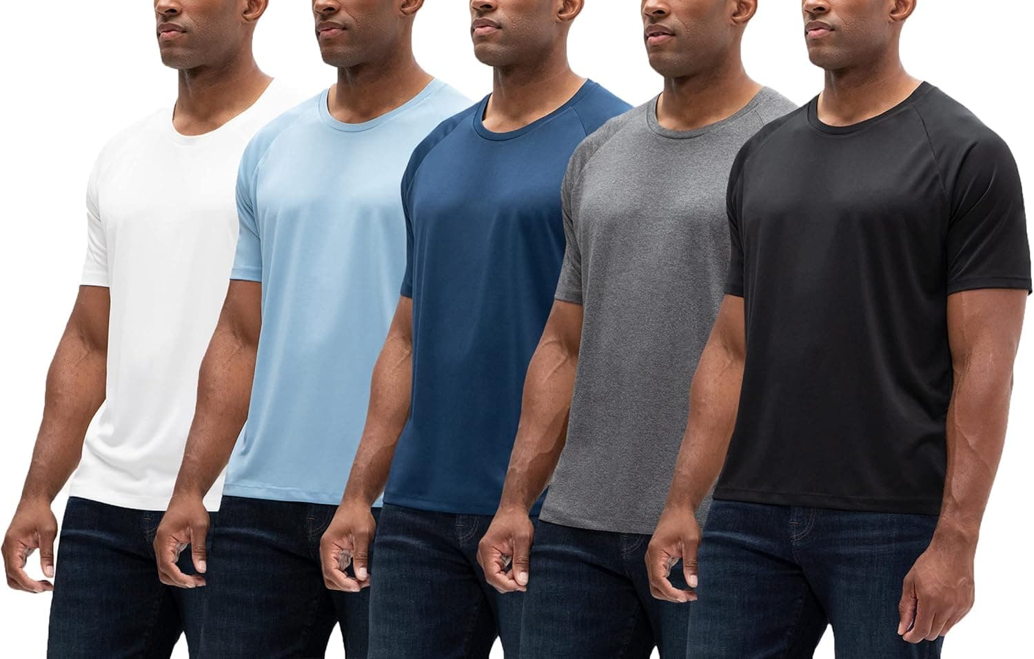 DEVOPS Men's 2 or 5 Pack UPF 50+ Sun Protection Moisture Wicking Cool Dri-Fit Short Sleeve Workout T-Shirts