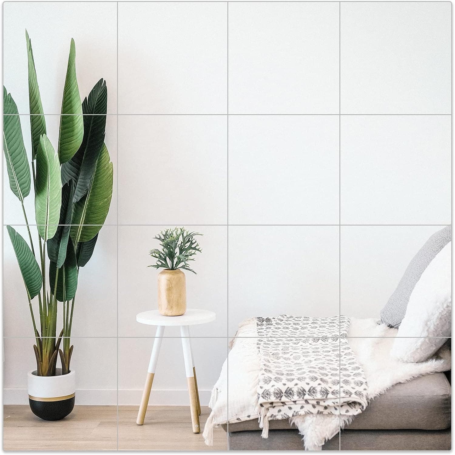 Acrylic Mirror Tiles Self Adhesive, 12x12 Mirror Tiles 16pcs, Non Glass Safety Frameless Mirror Full Length - Home Gym Mirror, Wall Mounted Mirror, 12x12 Mirror Squares for Closet Door Bedroom