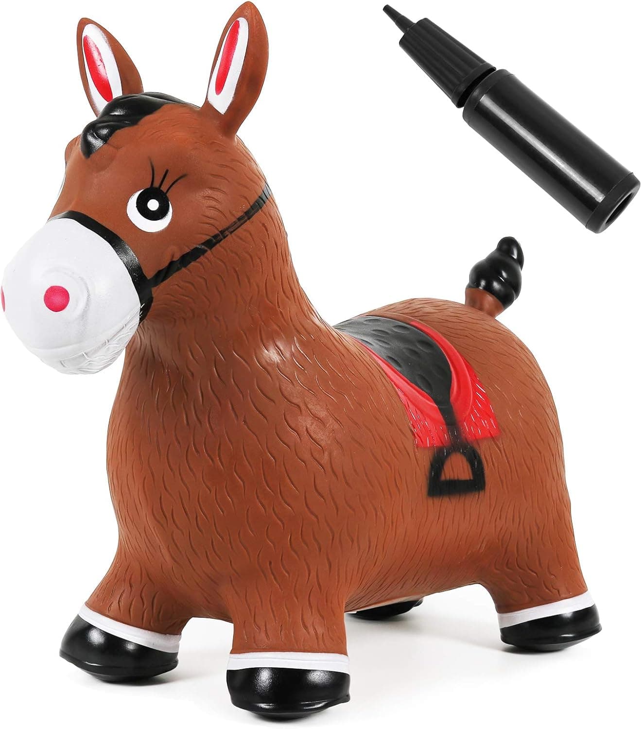 Kiddie Play Bouncy Horse Hopper for Toddlers Inflatable Animals Riding Toys (Pump Included)