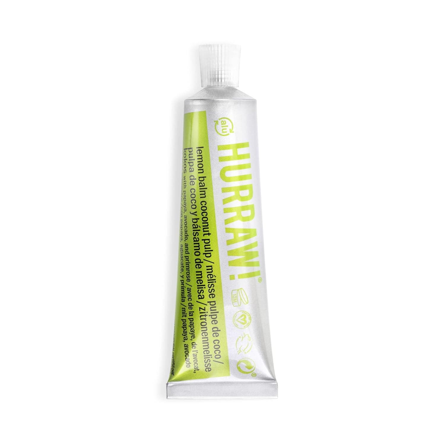 Hurraw! Balmtoo Squeezable Balm, Lemon Balm Coconut Pulp: Ultra-moisturizing. Anywhere application. Body, face, lips, neck, fingers, toes. 1 tube = 7 sticks of lip balm. Natural, Organic. Made in USA