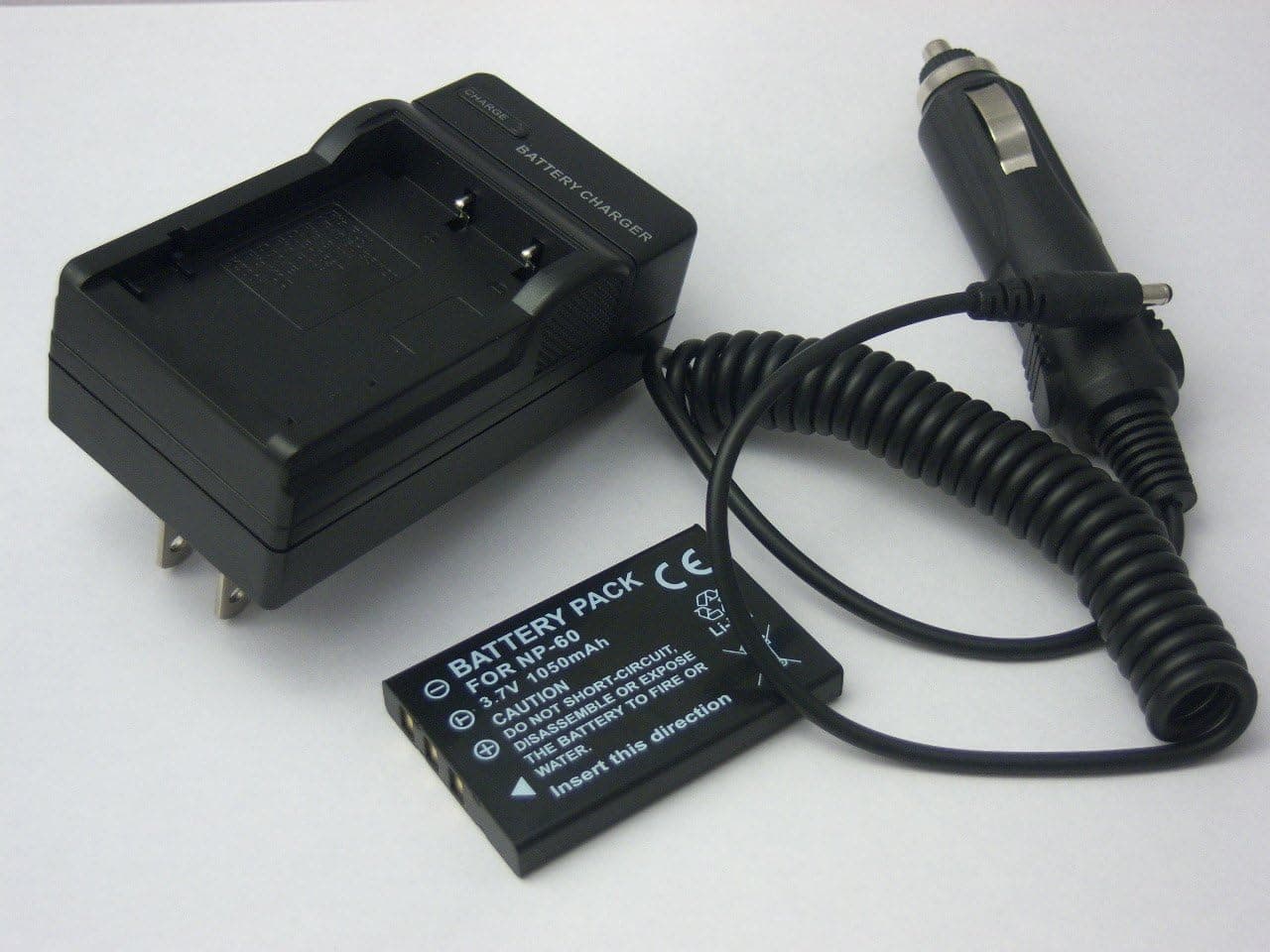 3.7V 1050mAh Li-ion battery and travel charger for hp digital camcorder model v5040u (home and car use dual mode charger)