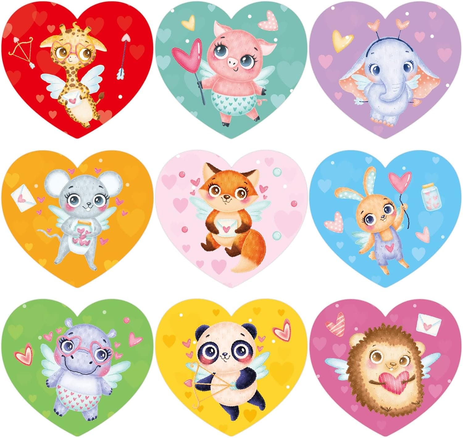 500 Pcs Valentines Stickers for Kids Happy Valentine’s Day Animal Heart Love Sticker Roll Party Decorations Supplies for Envelopes Cards Bags