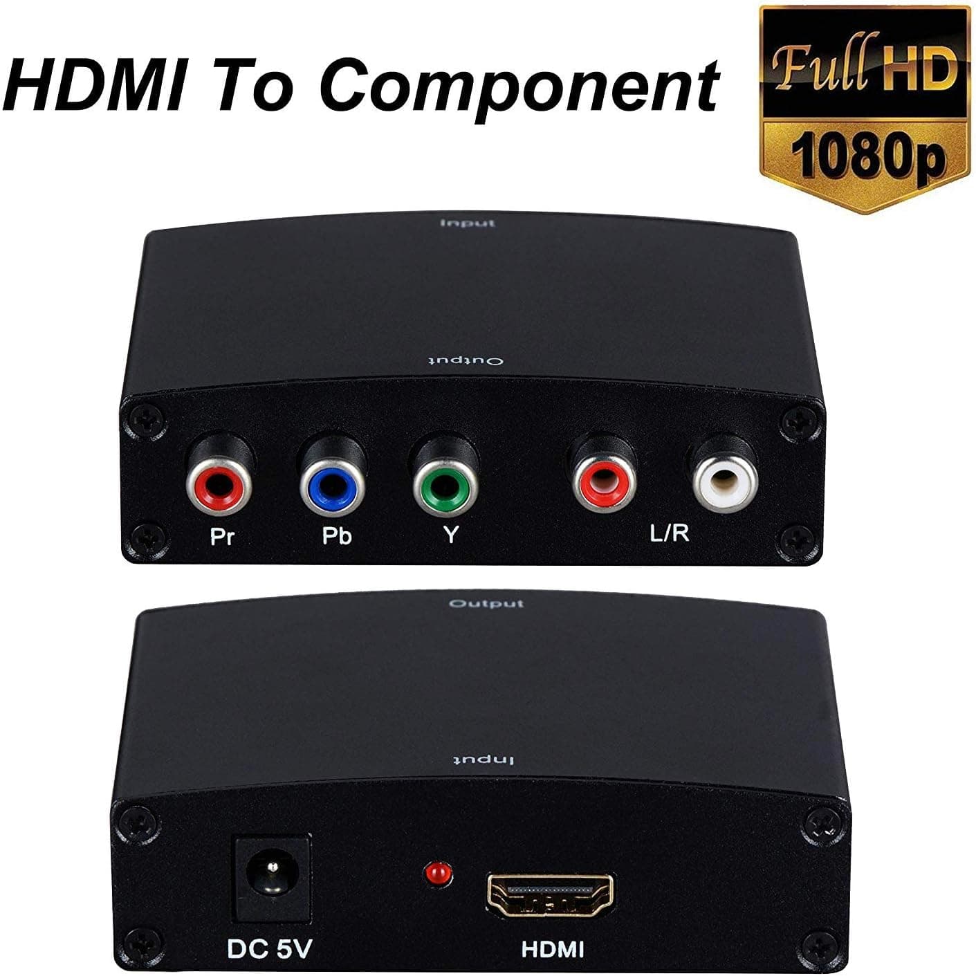 HDMI To Component ,ZAMO HDMI To YPbPr Component RGB 1080p Video and R/L Audio Output Converter Adapter Supporting 1080p 2 Channels LPCM -Black