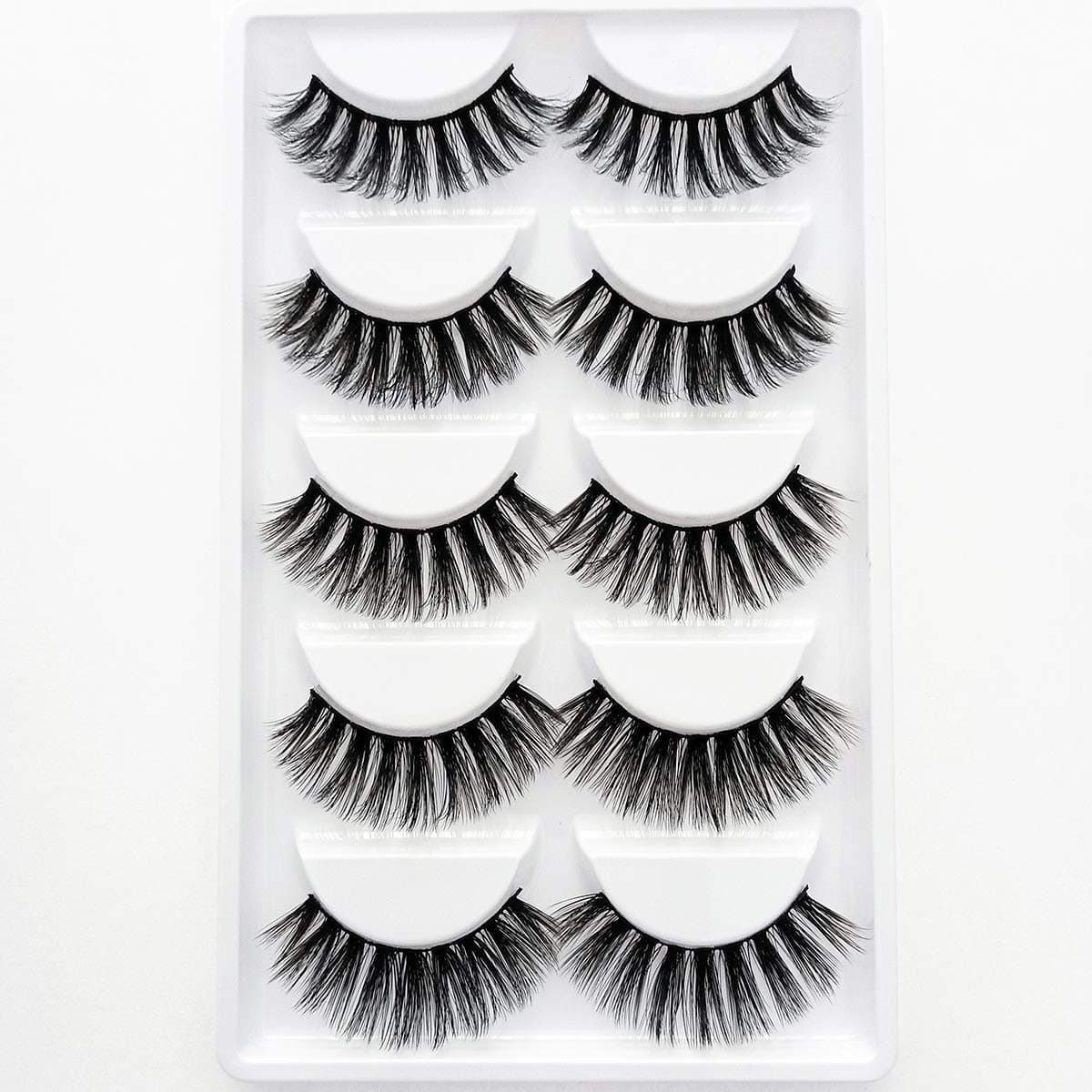 3D Wispies False Eyelashes Dramatic Lashes Bulk Extensions With Volume for Girl/Men Makeup Handmade Soft Eyelash,5PACK