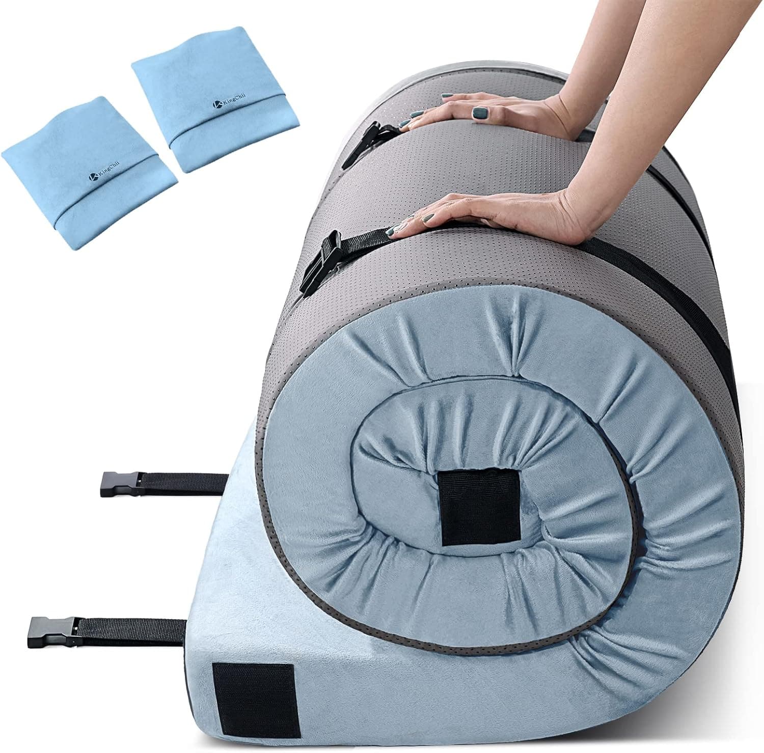 KingChii CertiPUR-US Memory Foam Camping Mattress, Portable Roll Up Travel Car Camping Mattress Sleeping Pad & Floor Mattress, Cot Mattress Guest Bed for Sleepover with 2*Waterproof Cover & Travel Bag