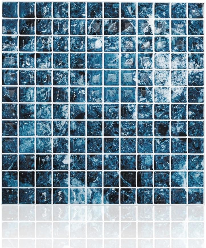 Cocotik Peel and Stick Tile Blue 3D Kitchen Backsplash Tile, 10"x10", Pack of 6