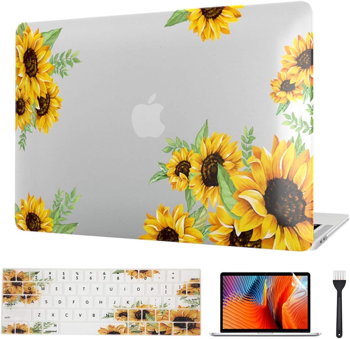 Laptop for MacBook Pro 13 Inch Case 2012-2015, Sunflower Laptop Hard Shell Cover Floral Case & Keypad Cover & Screen Protector ONLY for 2012-2015 Old Mac Pro 13 Retina A1502/A1425 Model, Flower 1