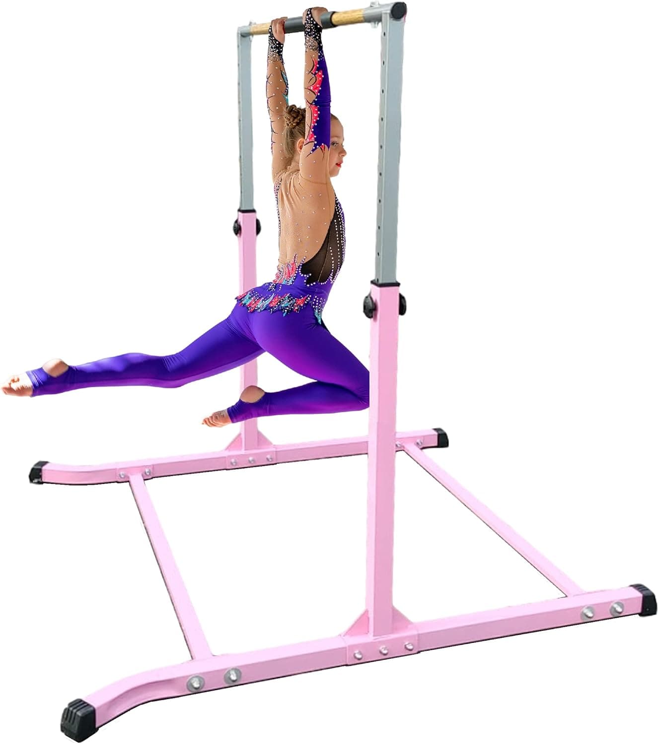 Athletic Bar Expandable Horizontal Standard Kip Bar with Free Removable Foam Padded Bar Pad for Training, Gymnastics Pink