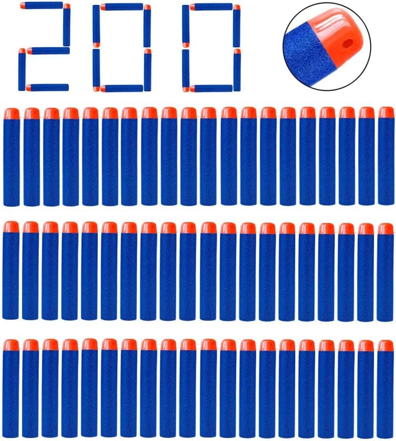 Camkey 200 Safe Elastic Air Hole Round Head Refill Darts Bullets Compatible with Nerf N Strike Elite Blaster Kid Toy Gun