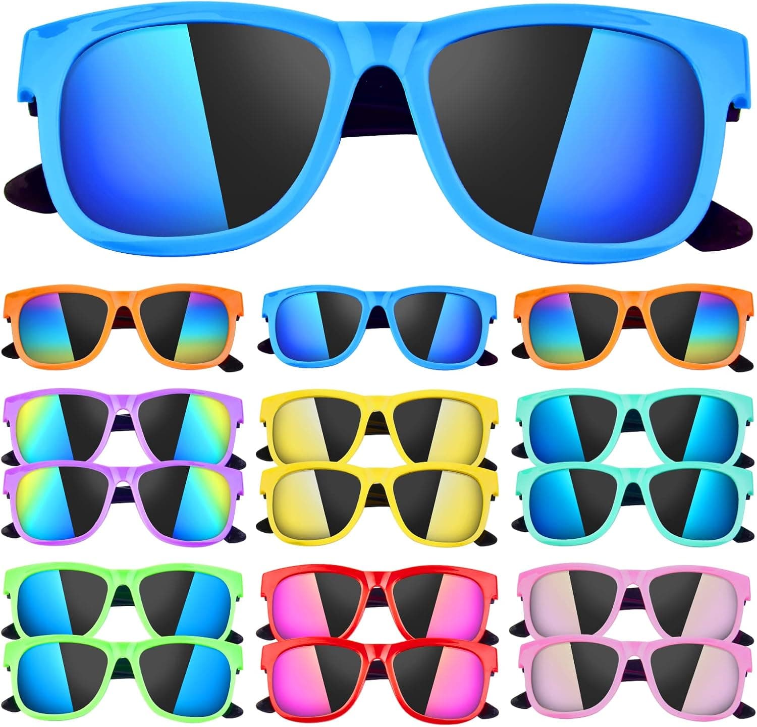 Thesixowls Kids Sunglasses Bulk, Kids Sunglasses Party Favor - 16Pack Bulk Pool Toys, Neon Sunglasses for Boys and Girls, Beach Party Favors, Goody Bag Stuffers, Birthday Party Supplies