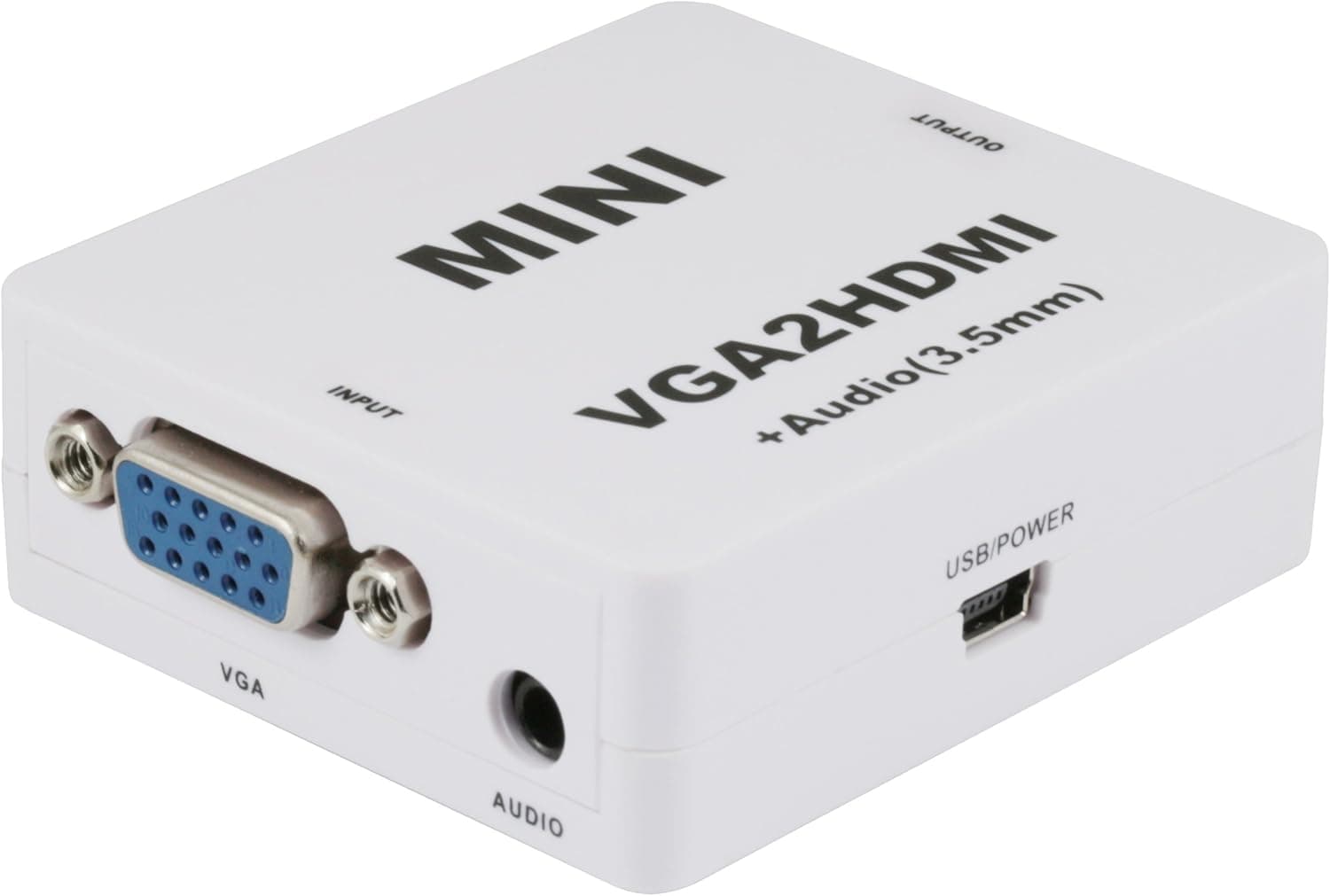 Portta VGA + 3.5mm Audio to HDMI Mini Converter v1.3 Support Uncompressed 2 Channel Such as LPCM White