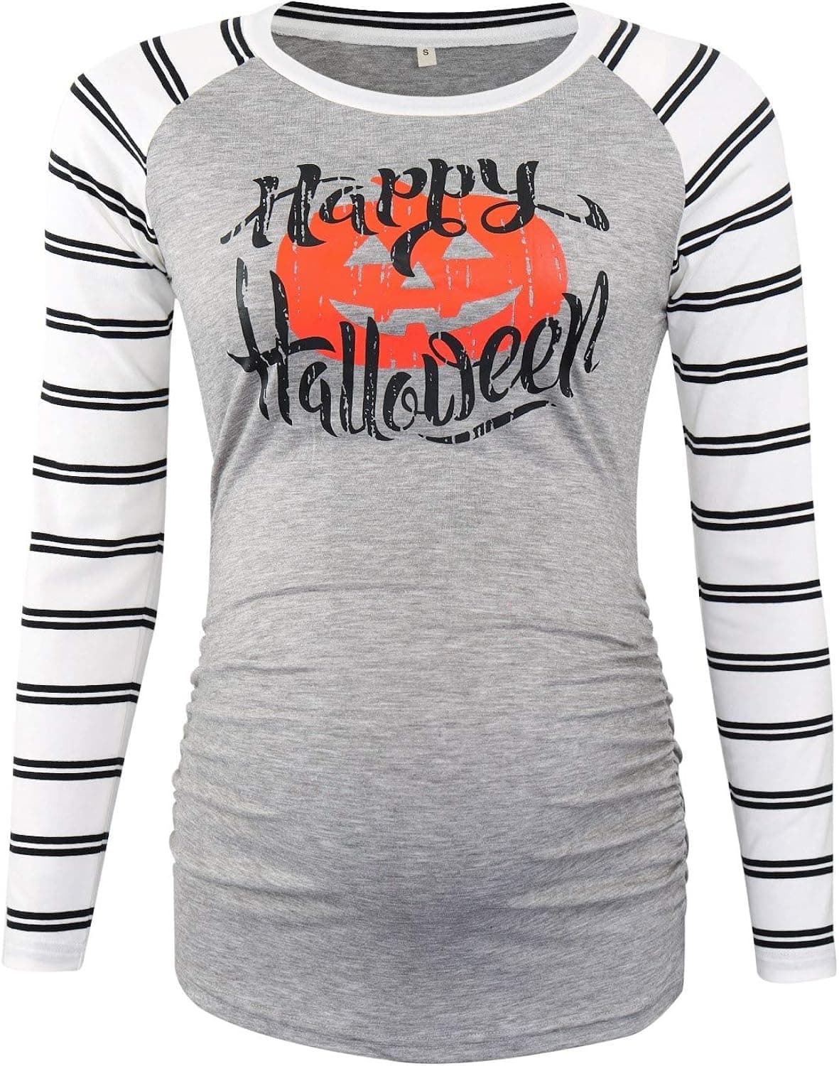 BBHoping Women's Halloween Baseball Crew Neck Raglan Sleeve Side Ruched Maternity T Shirts Top Pregnancy Shirt