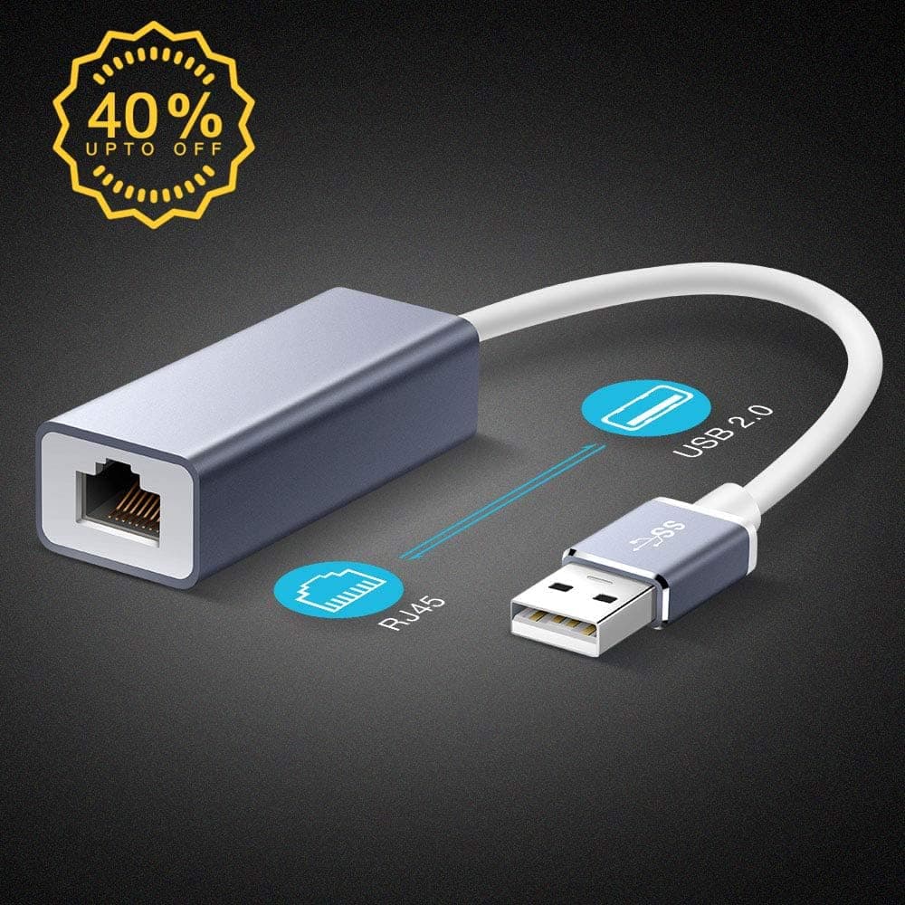 Highwings USB 2.0 to Ethernet Adapter, Ethernet to USB Adapter Cable Supporting 10/100 Mbps Ethernet Compatible MacBook Pro 2018,Mac OS 10.13,XPS 13/15, Windows 10/8/7/XP More - Gray