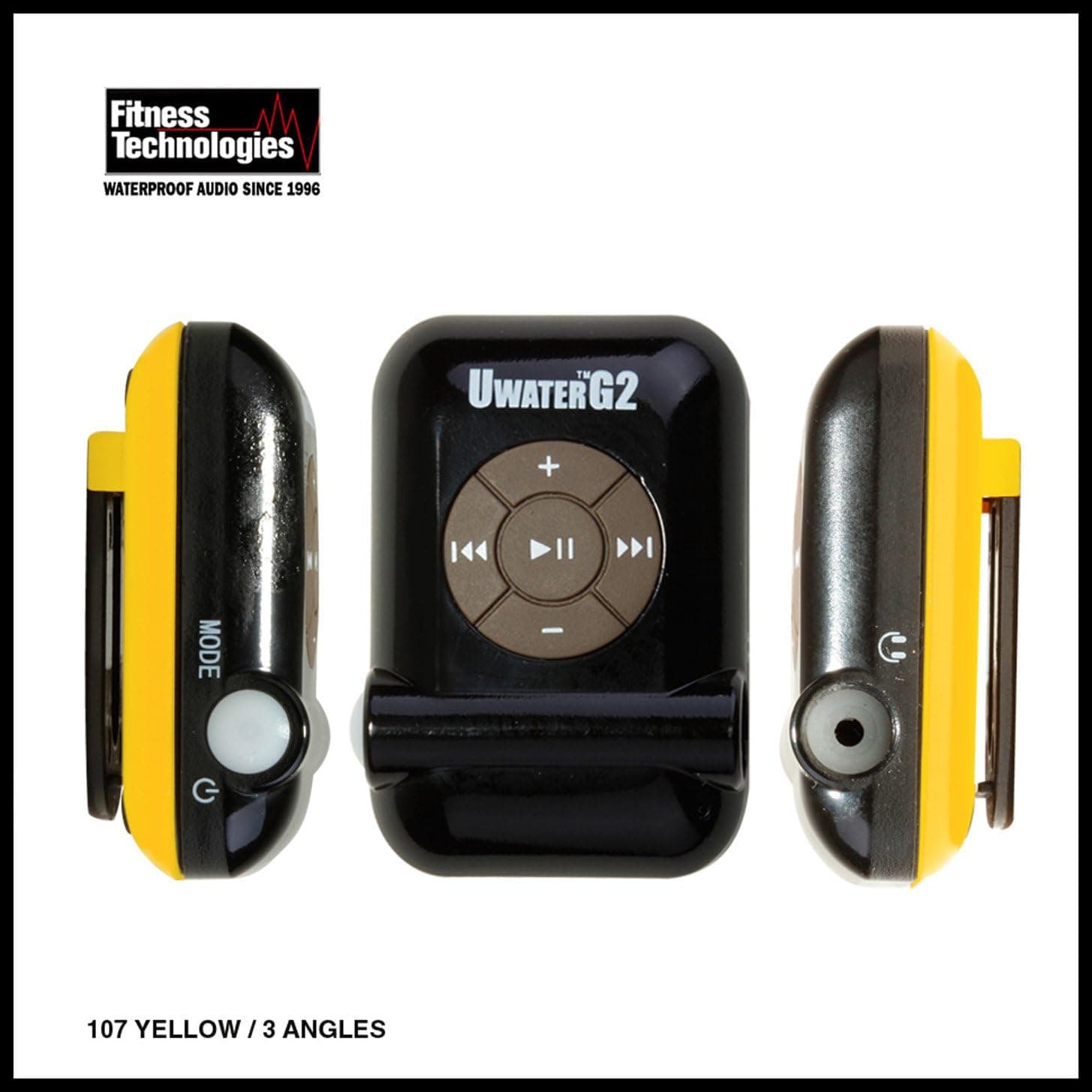 Fitness Tech Smallest 100% Waterproof 4GB MP3 Music Player (Black & Yellow)