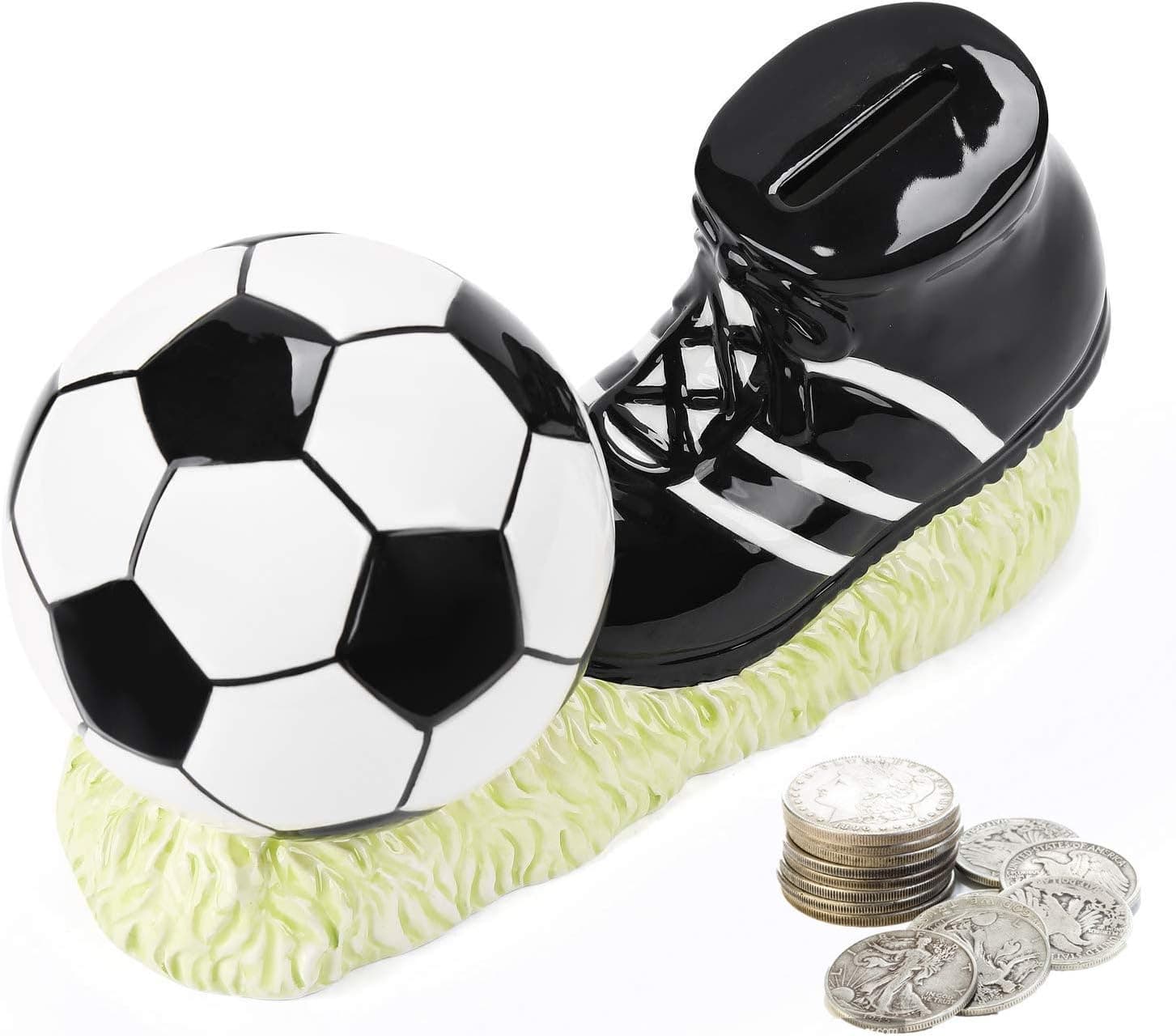 FORLONG FL2033 Ceramic Piggy Bank Coin Bank Money Box for Kids-Soccer Shoes