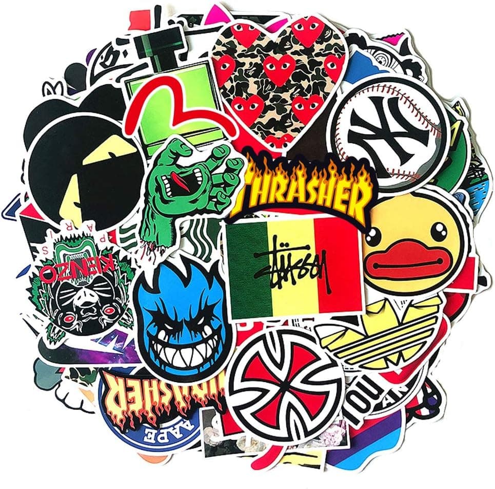 Waterproof Vinyl Decal Stickers for Skateboard Water Bottle Hydro Flask Laptop Computer Phone Motorcycle Bicycle Bumper, Trendy Hypebeast Cool Stickers Pack for Teens Adults (100Pcs)