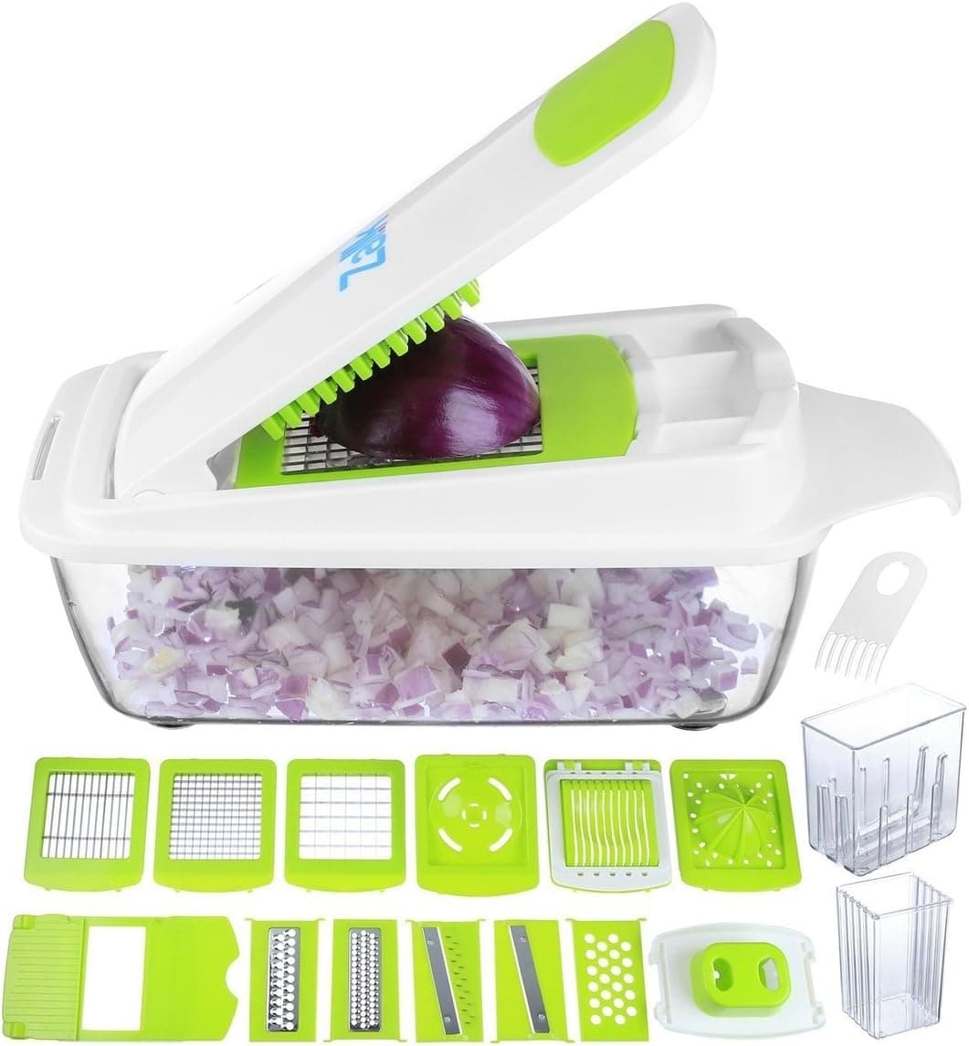 Vegetable Chopper Pro Onion Chopper - Mandoline Slicer Dicer Cutter & Grater - Strongest & 30% Heavier Duty - 11 Blade Food Chopper Slicer Dicer - Fruit and Cheese Cutter, Veggie Chopper by Zalik