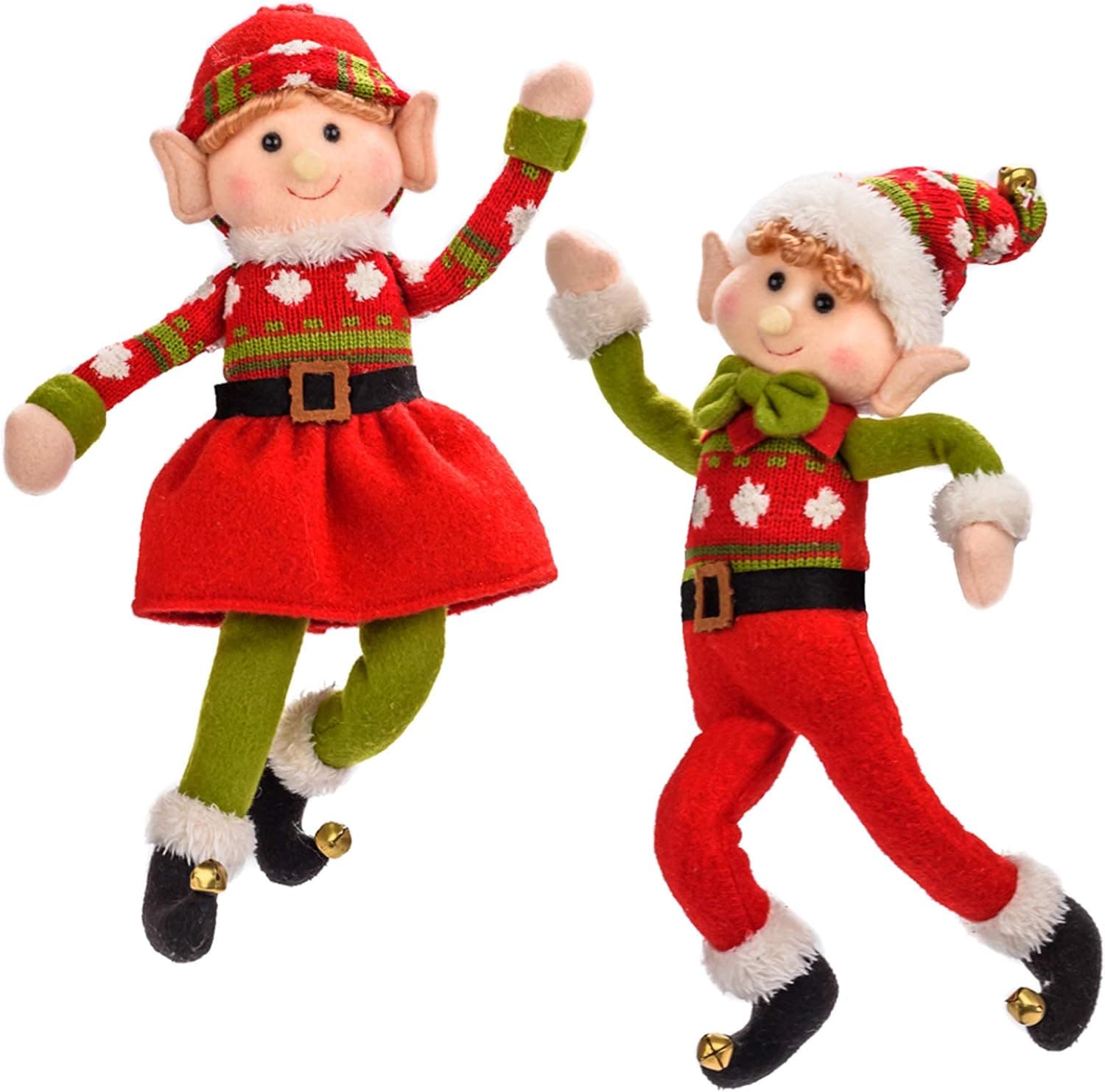 YING LING CRAFTS Elf Christmas Decor Boy and Girl 2 Pack Elves Christams Ornaments for Tree Decorations 2021 Elves Stuffed Animal for Festival